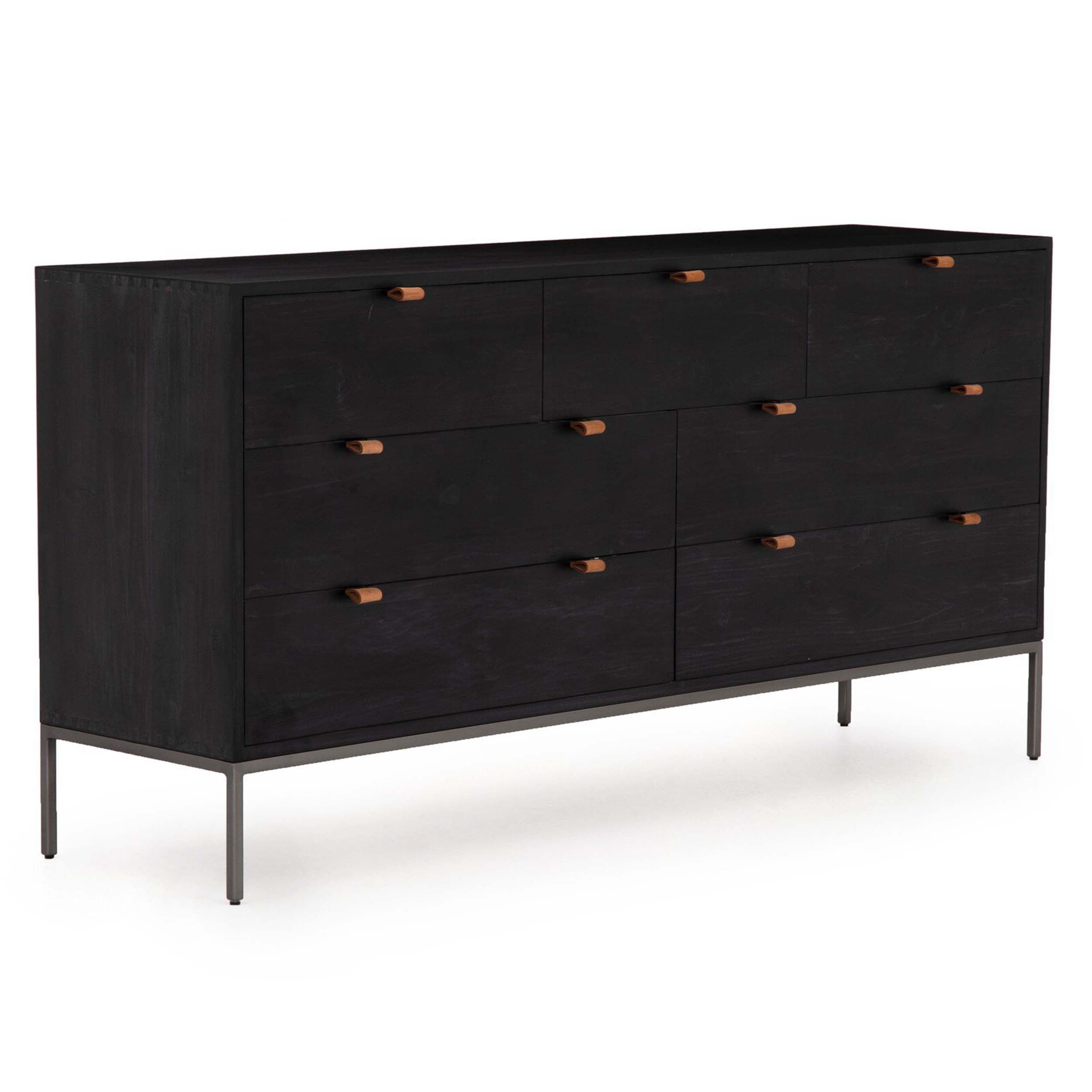 Trey 7 Drawer Dresser, Black Wash Poplar
