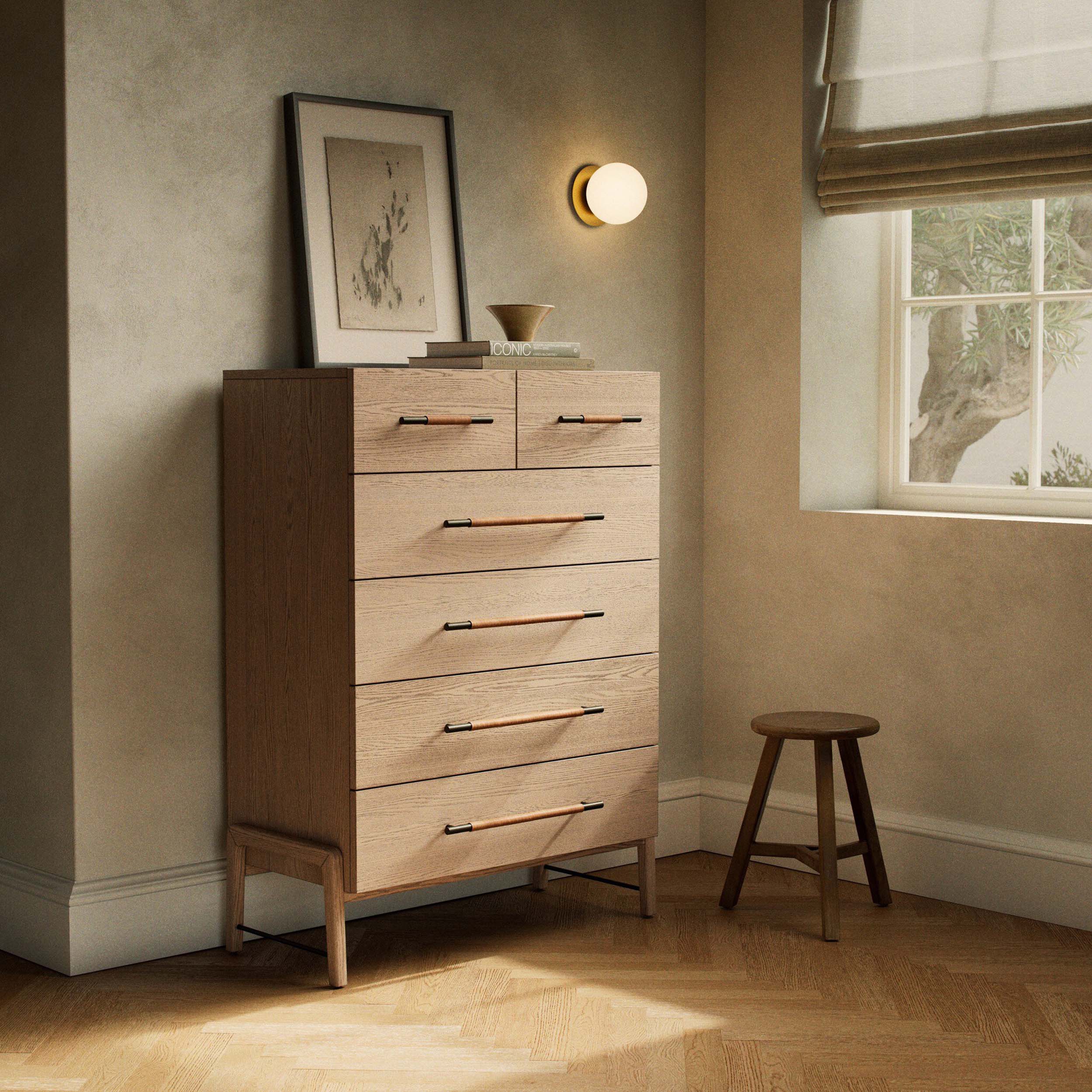 Rosedale 6 Drawer Tall Dresser, Yucca Oak Veneer