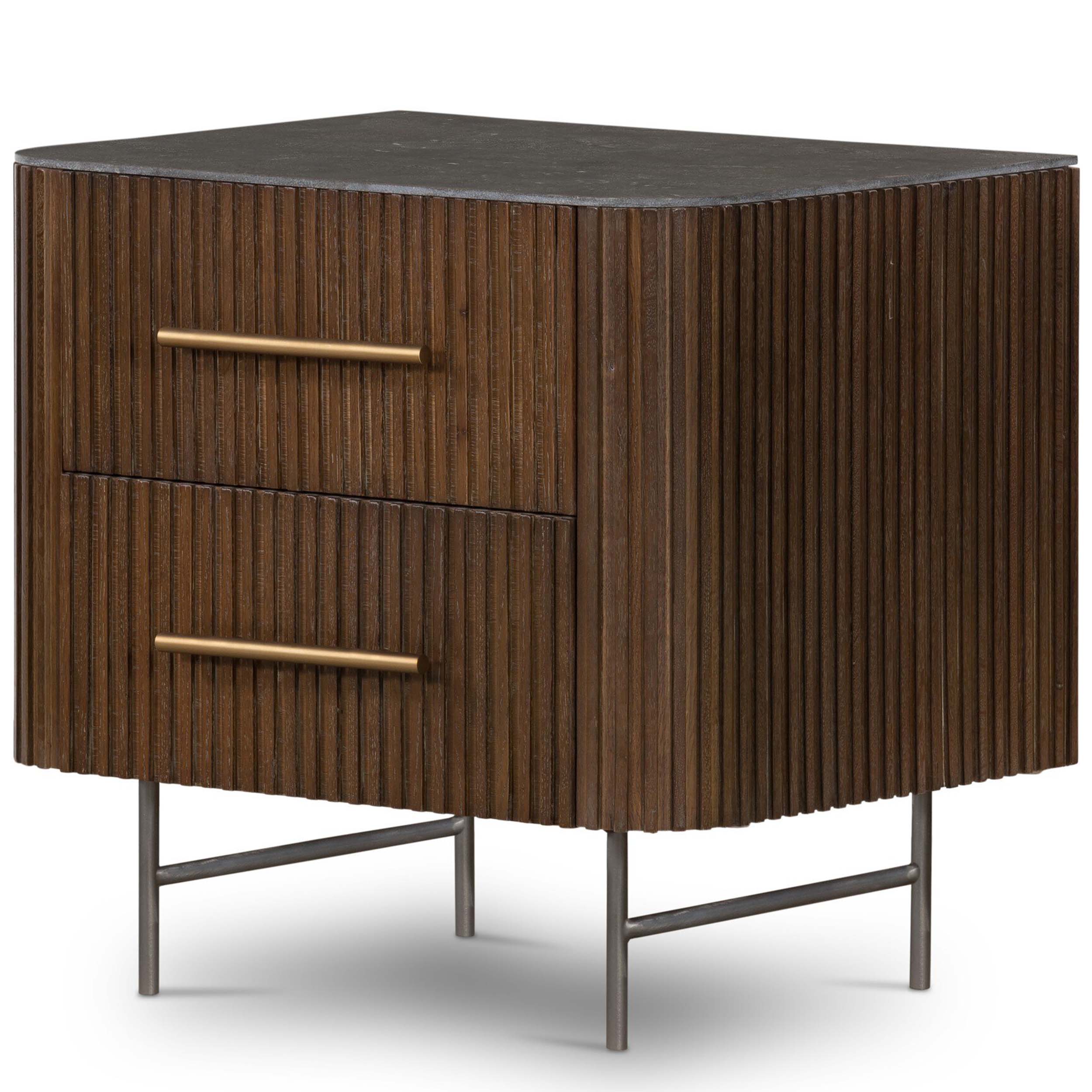 Fletcher Nightstand, Bluestone/Terra Brown Oak Venner