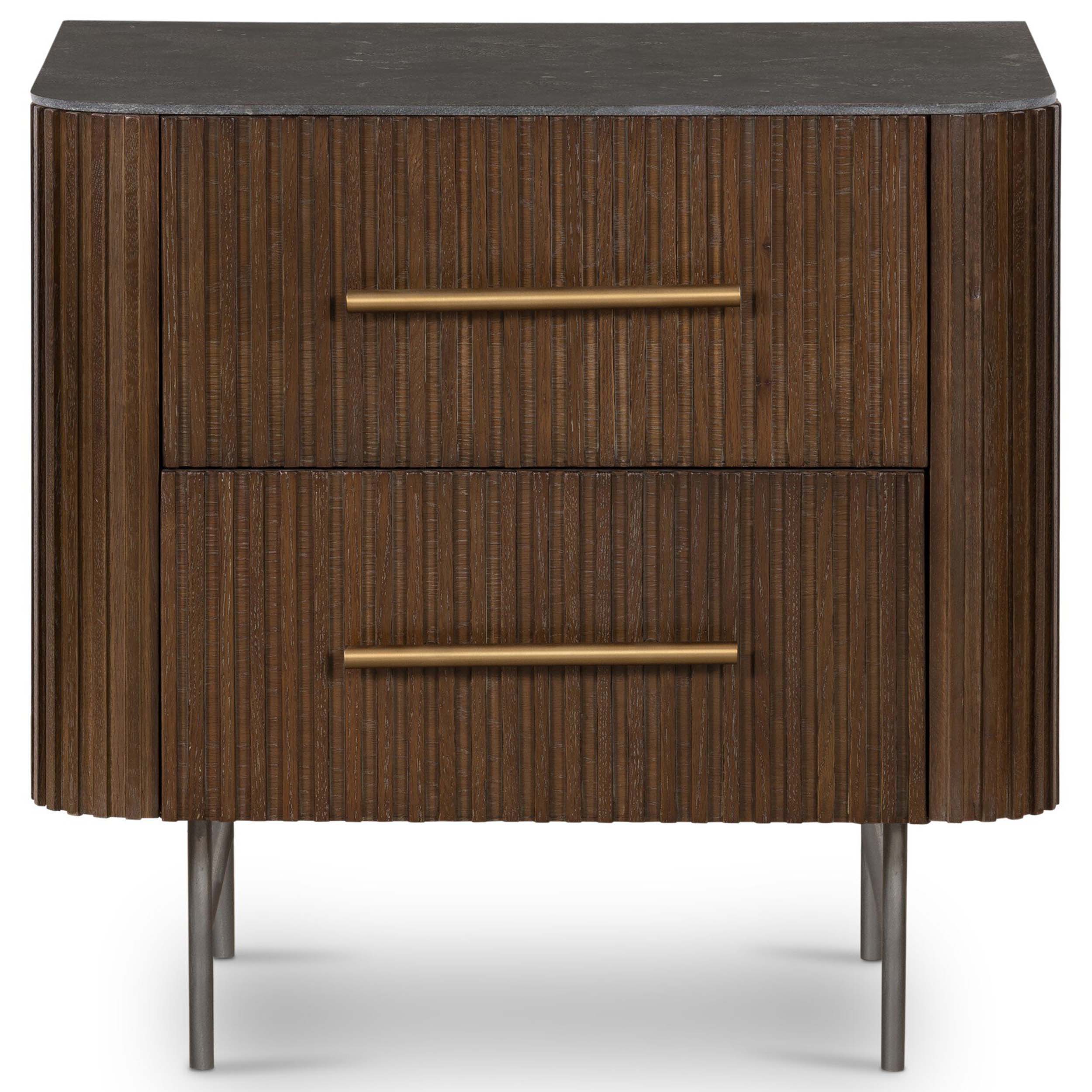 Fletcher Nightstand, Bluestone/Terra Brown Oak Venner