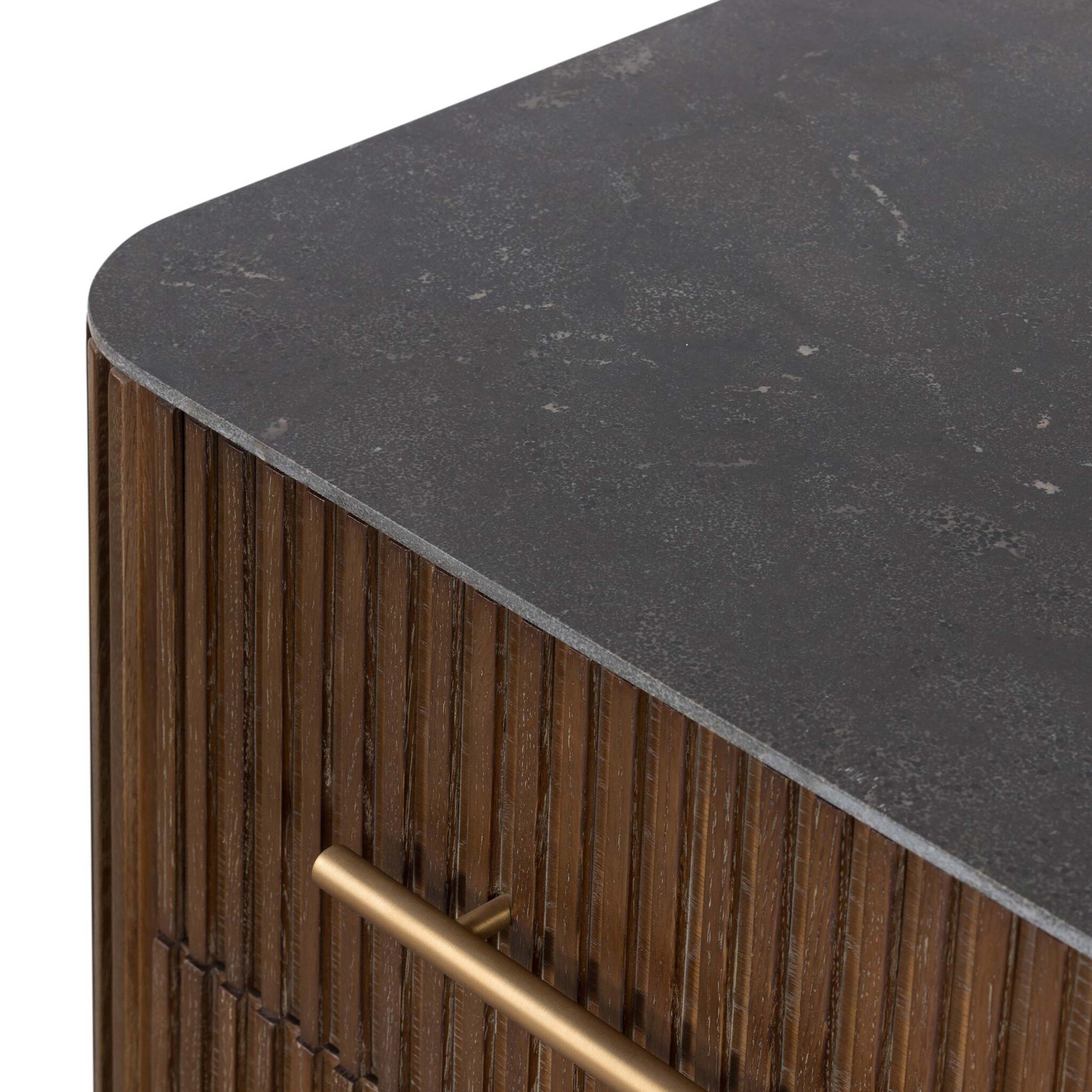 Fletcher Nightstand, Bluestone/Terra Brown Oak Venner
