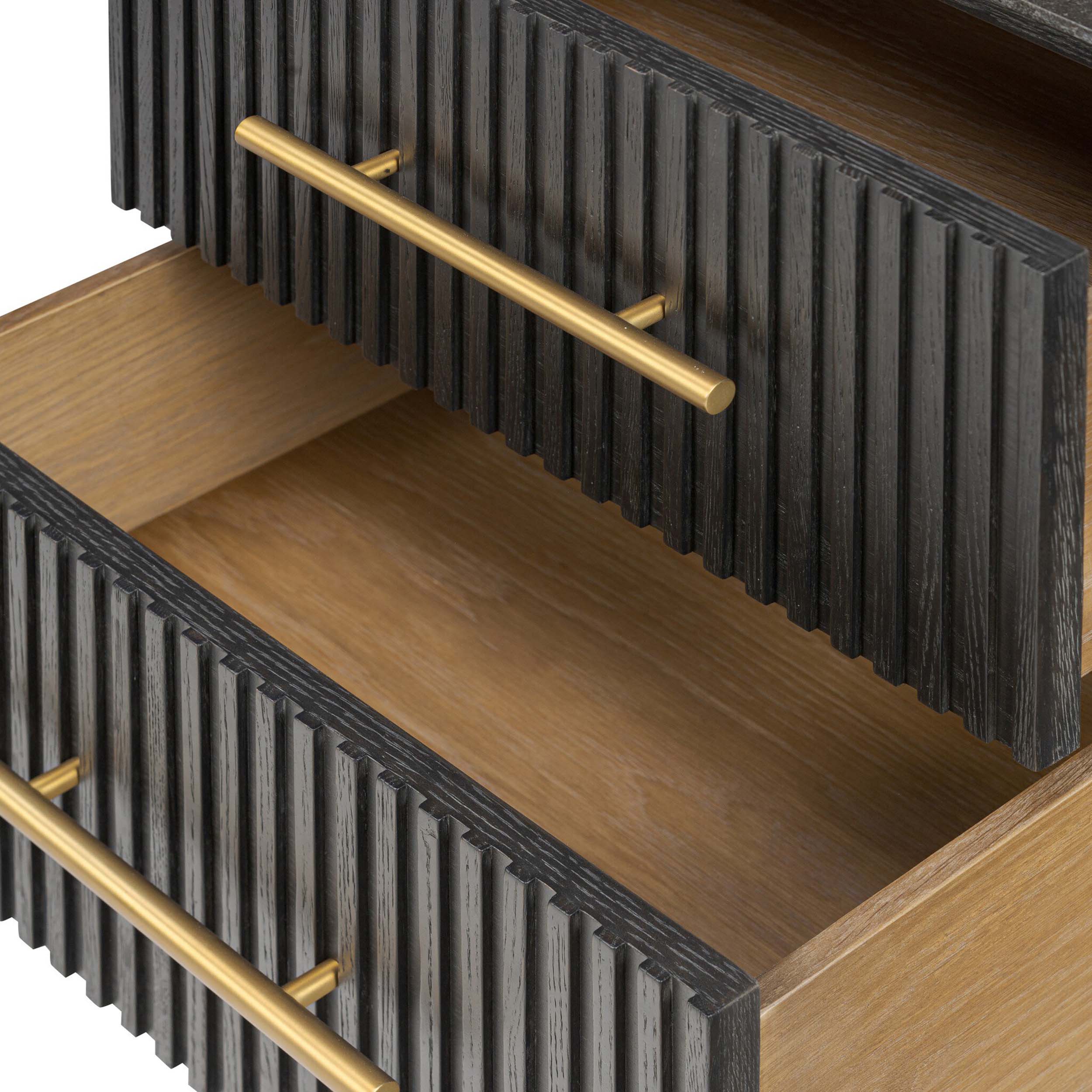 Fletcher Nightstand, Bluestone/Distressed Black Oak
