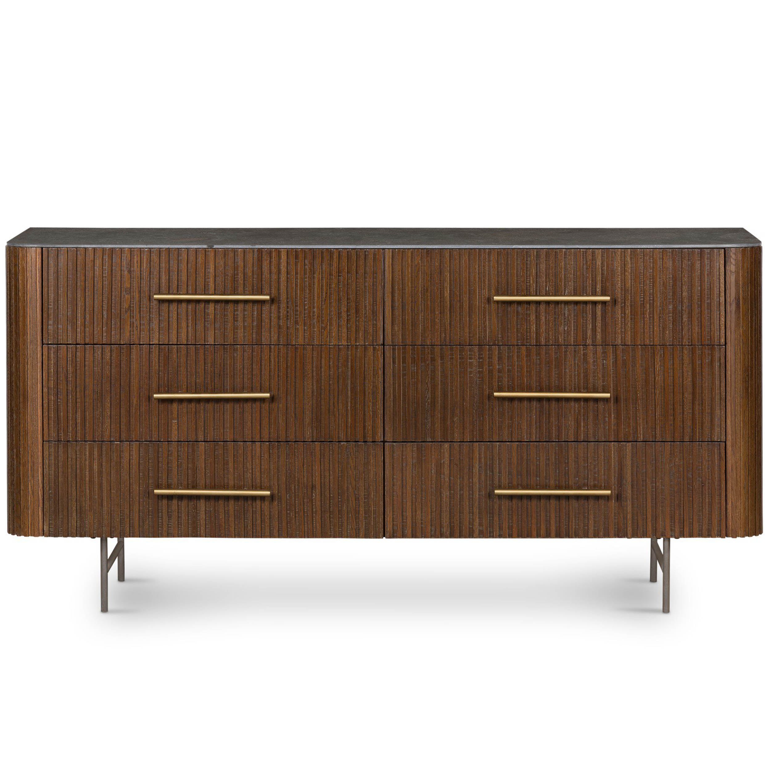 Fletcher 6 Drawer Dresser, Terra Brown Oak Veneer