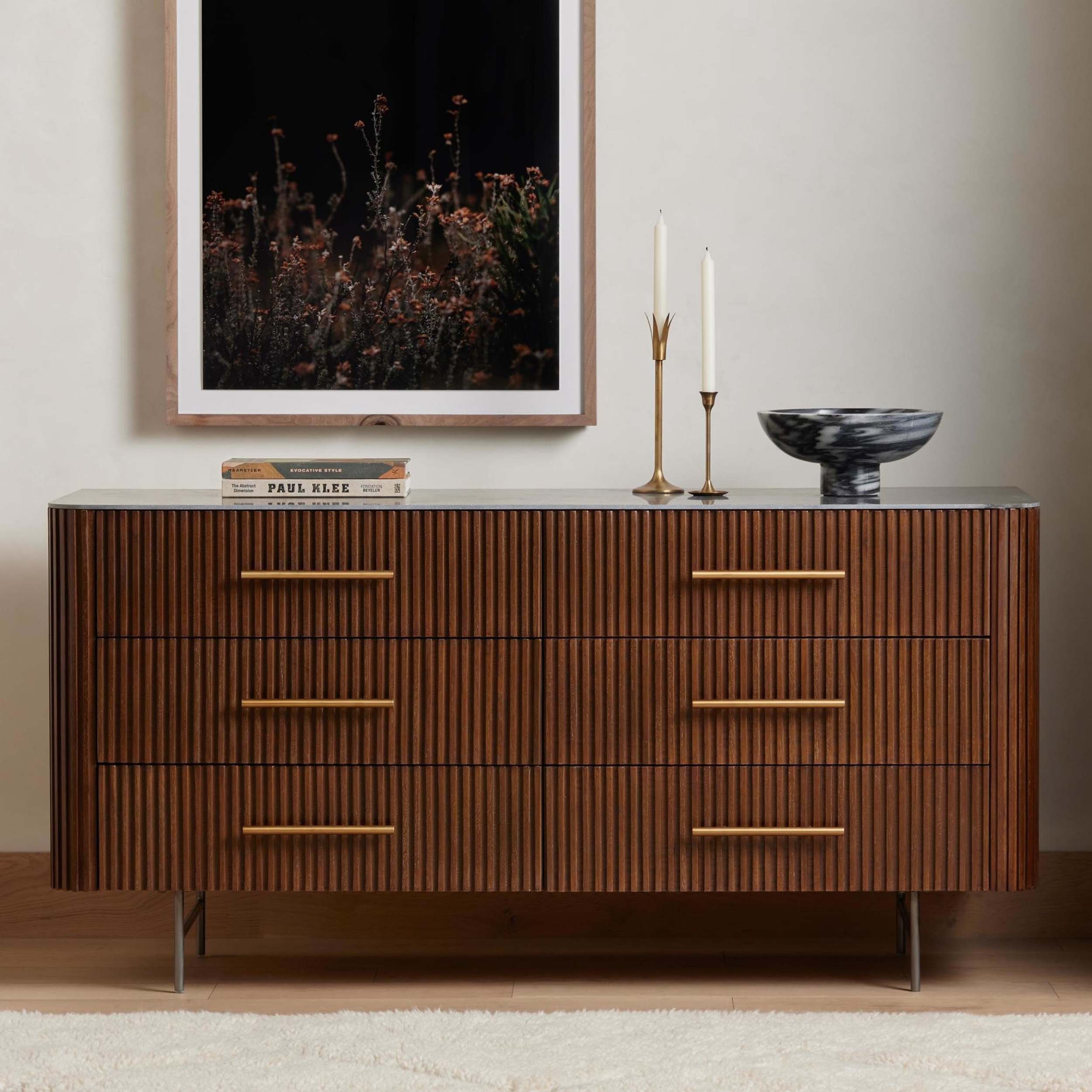 Fletcher 6 Drawer Dresser, Terra Brown Oak Veneer