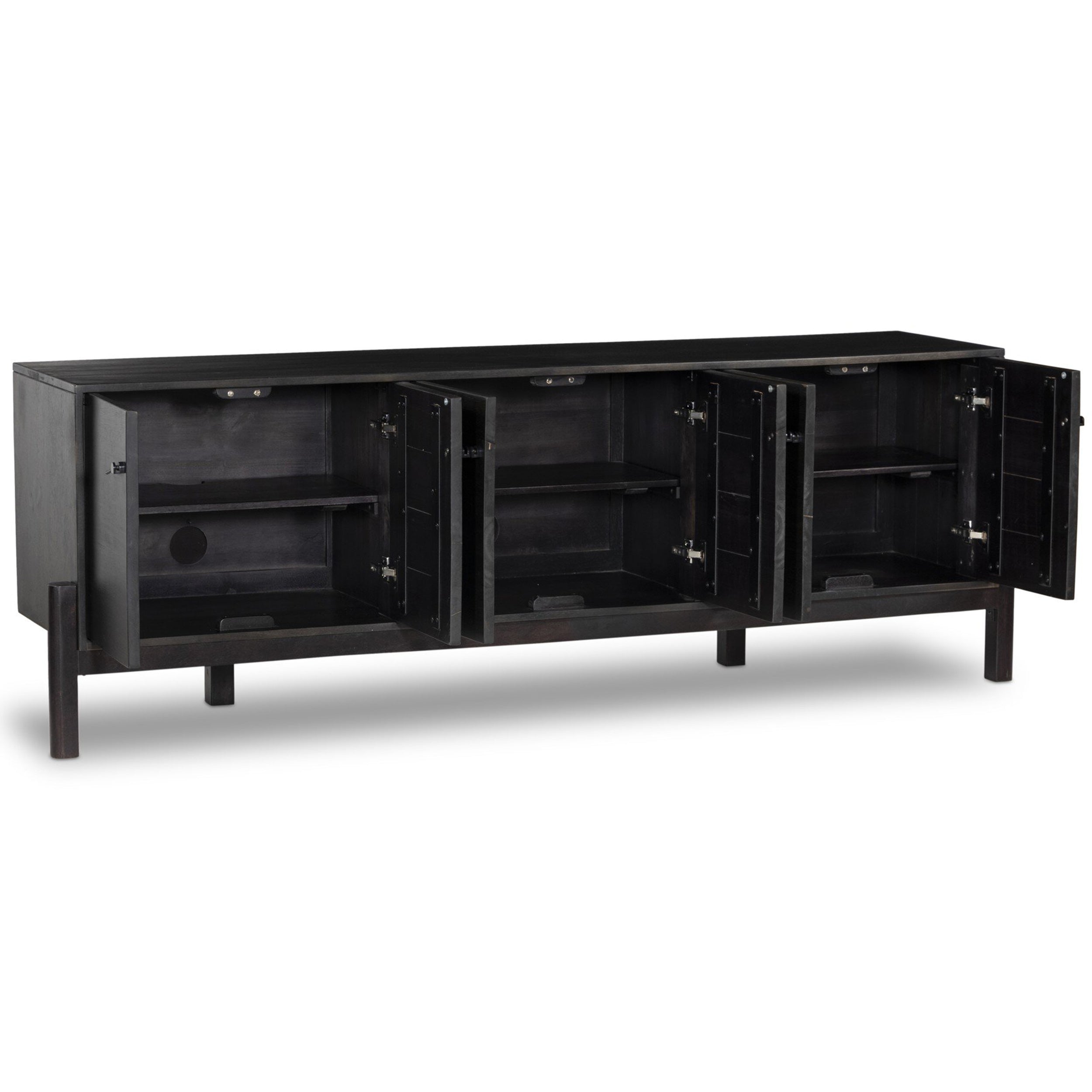 Reza Media Console, Worn Black Parawood