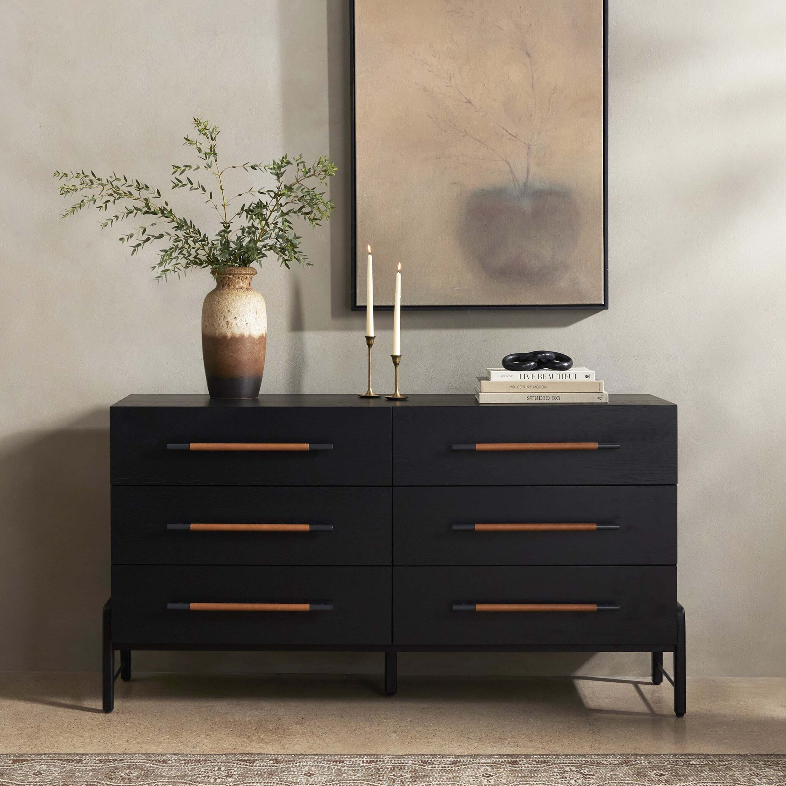 Rosedale 6 Drawer Dresser, Ebony Oak Veneer