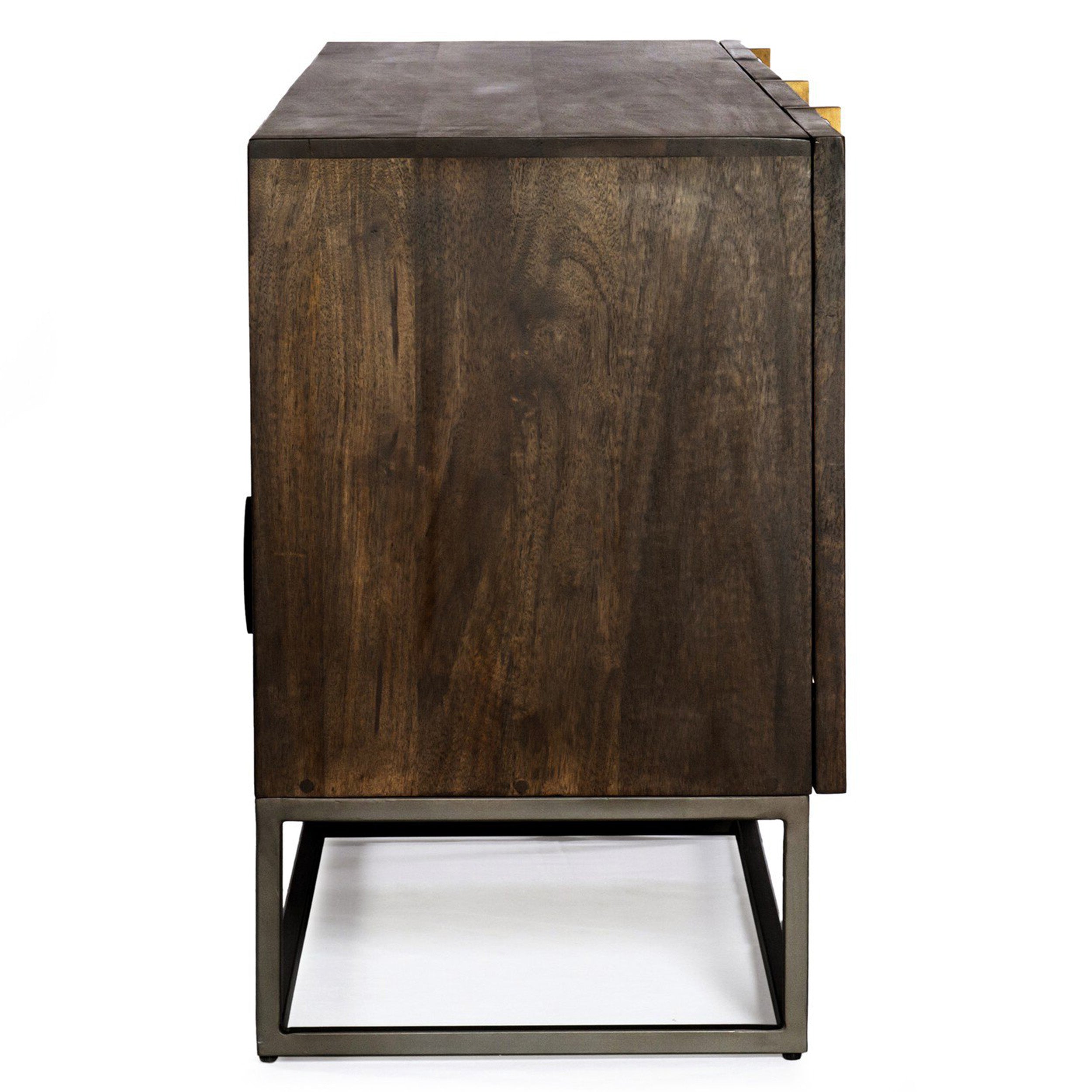 Kelby Media Console, Carved Vintage Brown