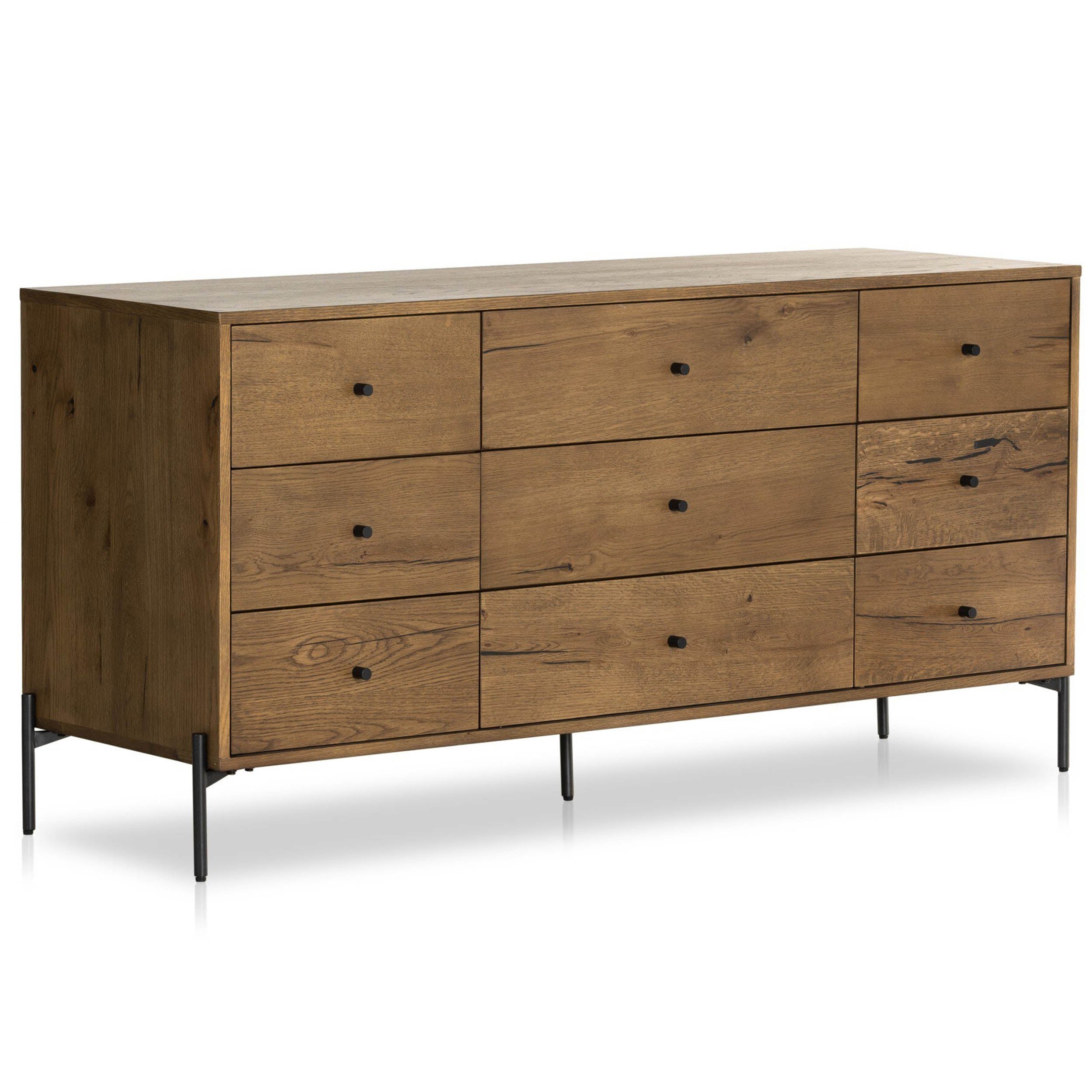 Eaton 9 Drawer Dresser, Amber Oak Resin