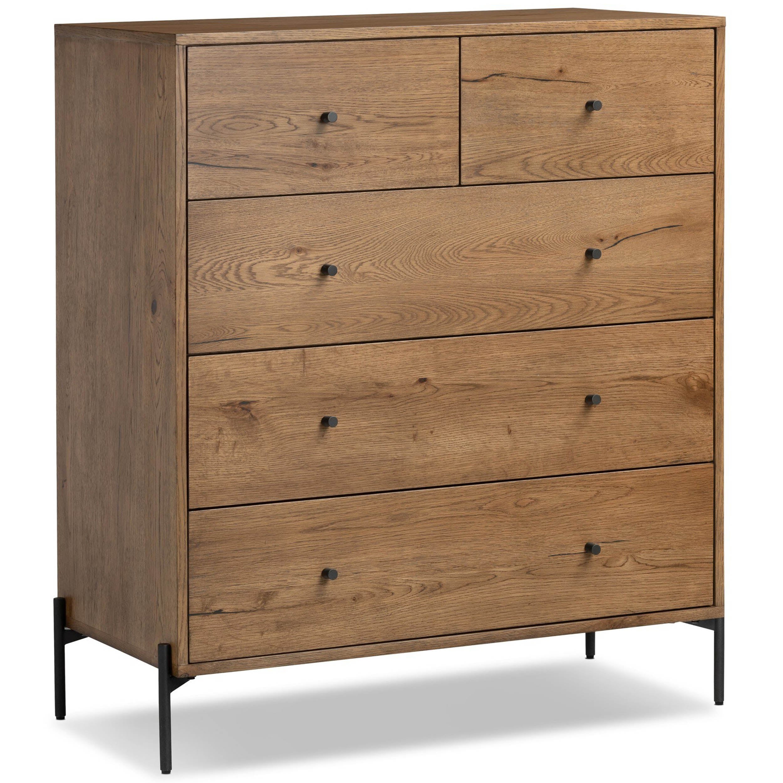 Eaton 5 Drawer Dresser, Amber Oak Resin