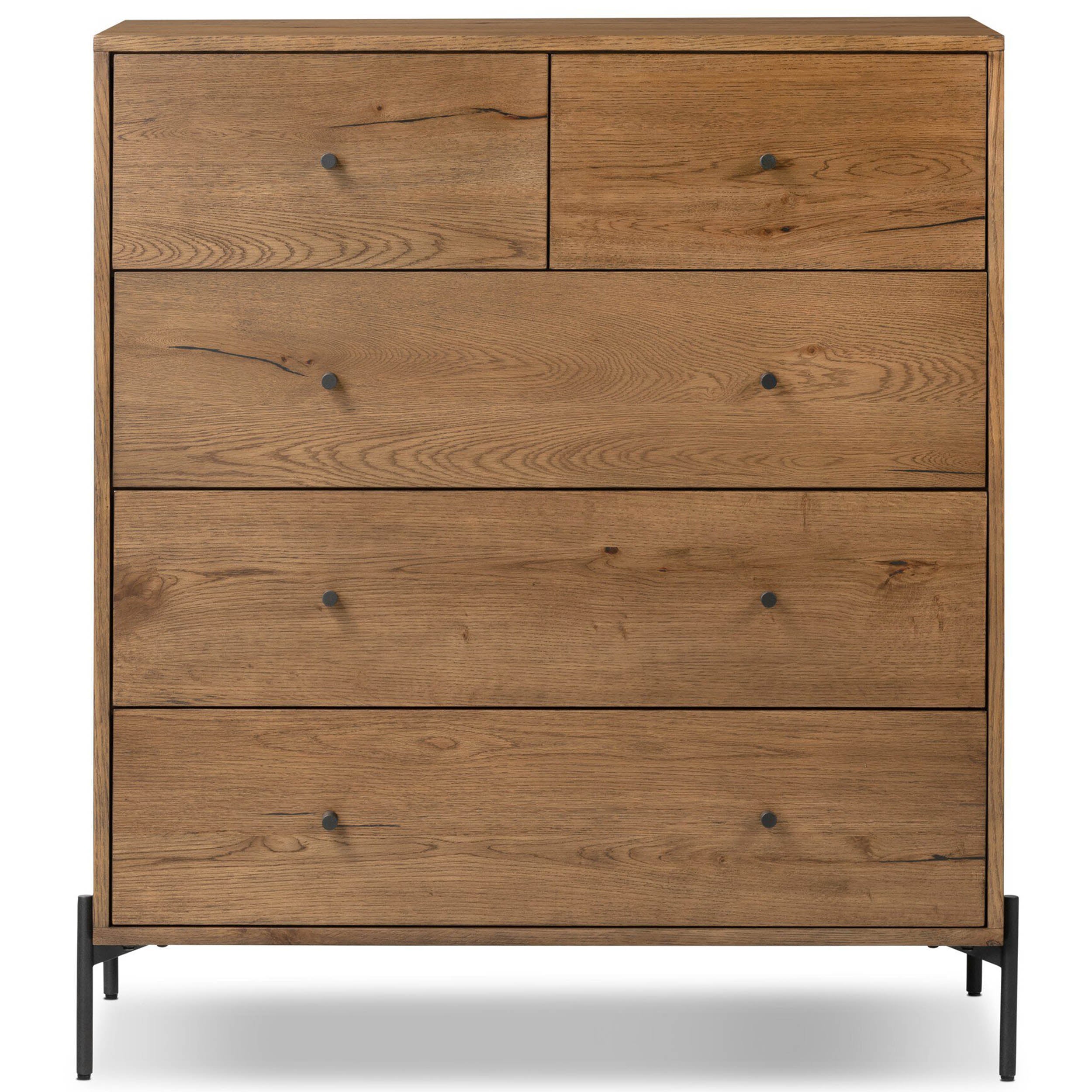 Eaton 5 Drawer Dresser, Amber Oak Resin
