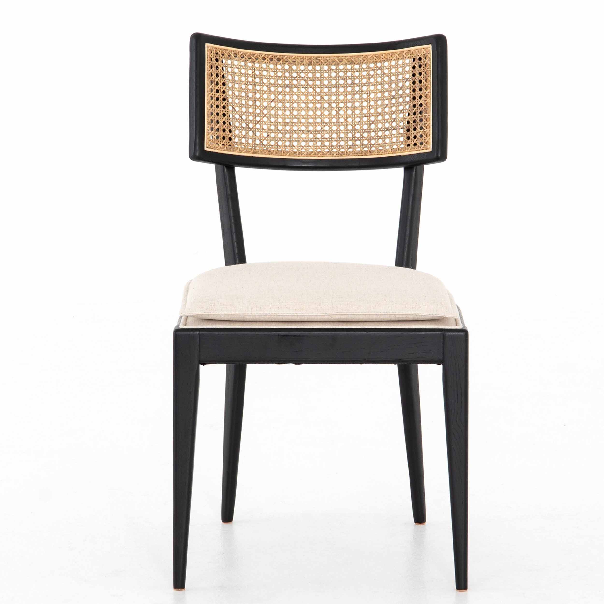 Britt Dining Chair, Savile Flax, Brushed Ebony