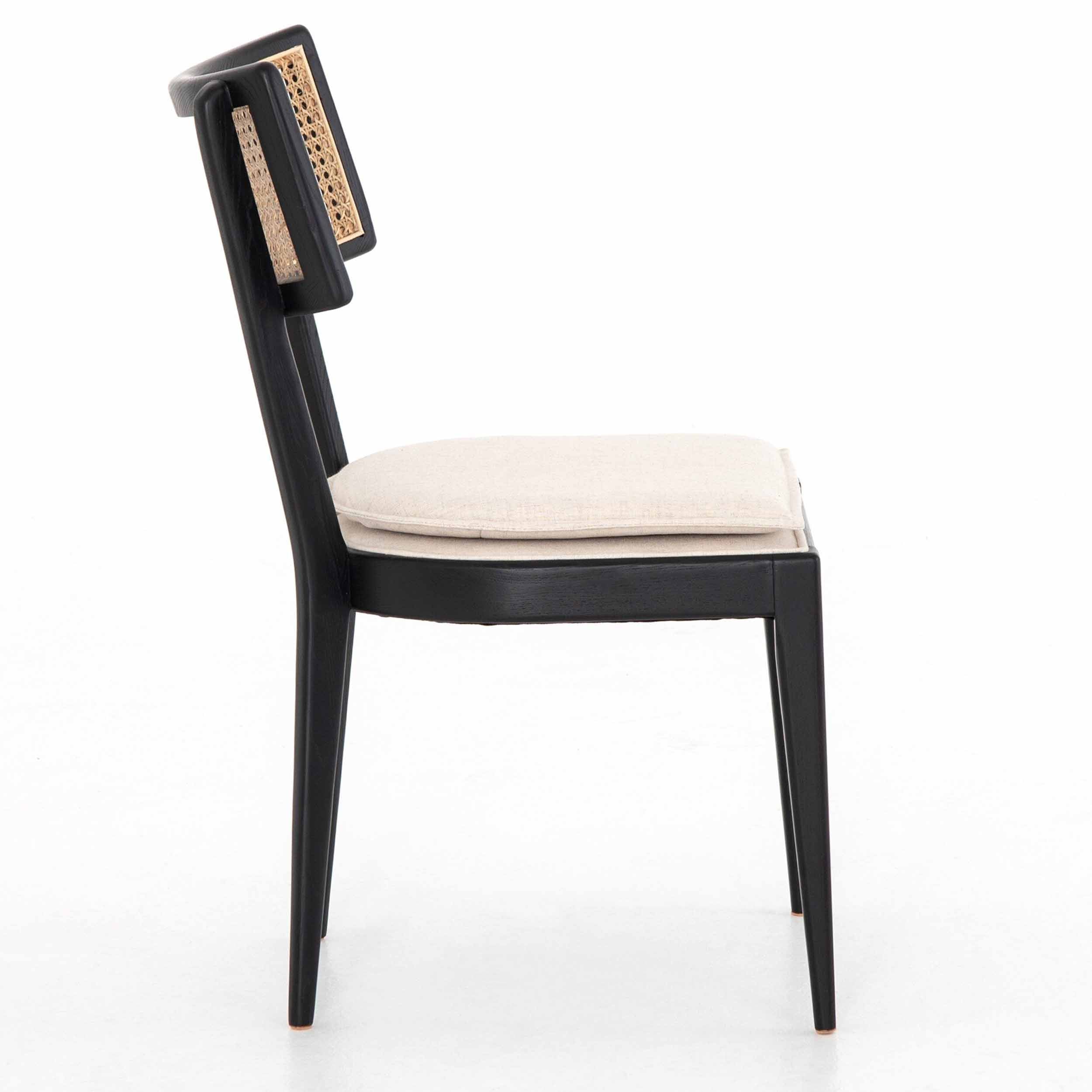 Britt Dining Chair, Savile Flax, Brushed Ebony
