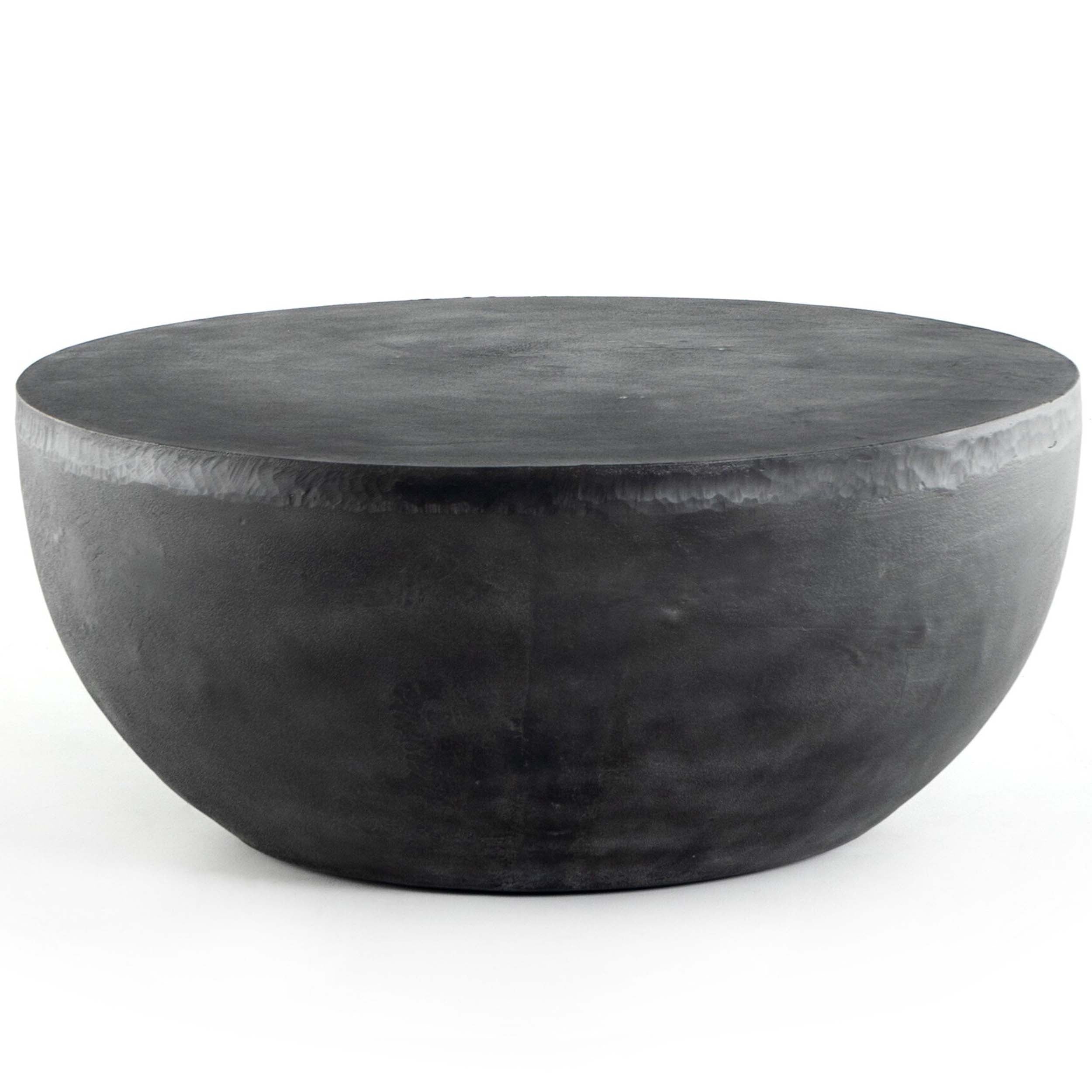 Basil Outdoor Round Coffee Table, Aged Grey