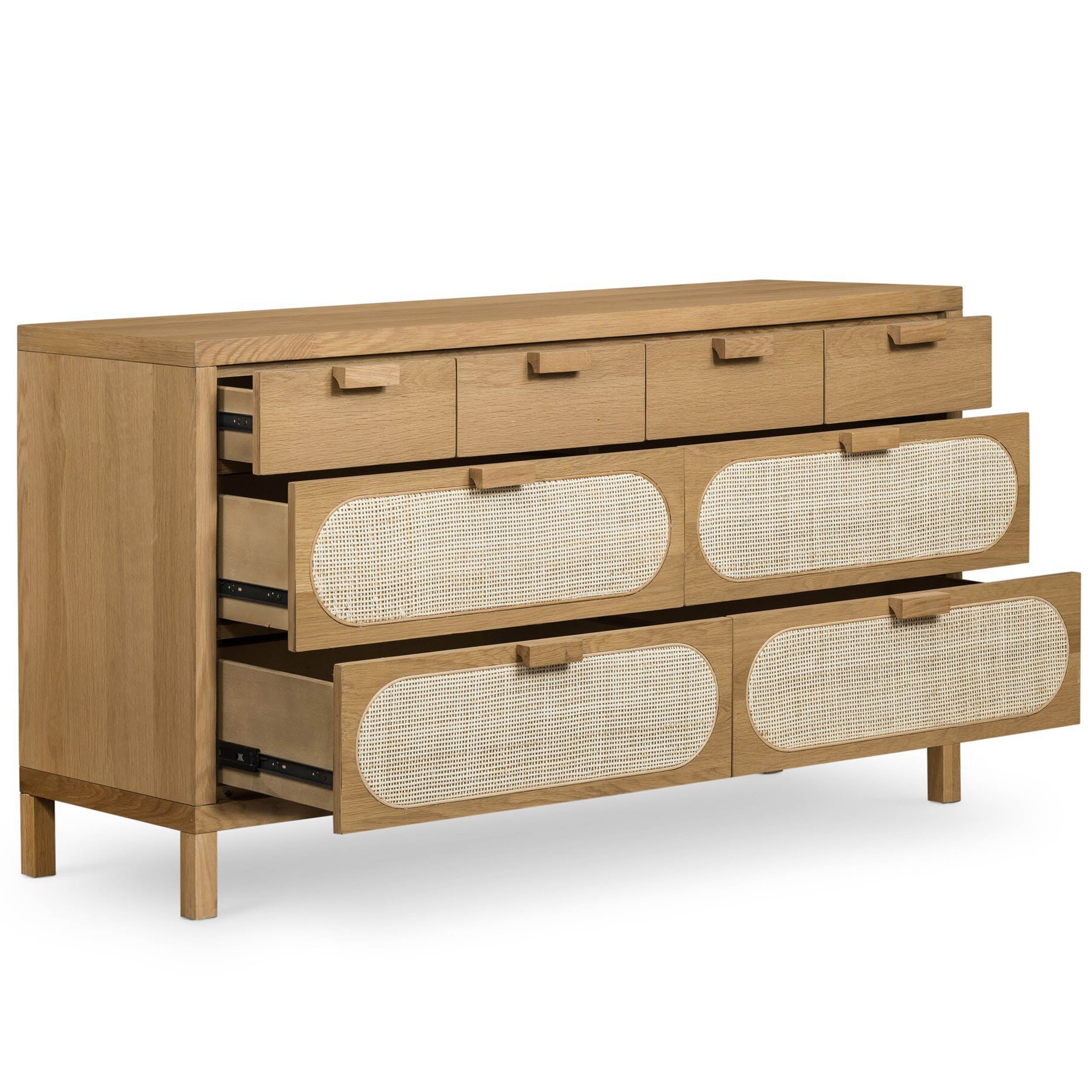 Allegra 8 Drawer Dresser, Light Natural Cane
