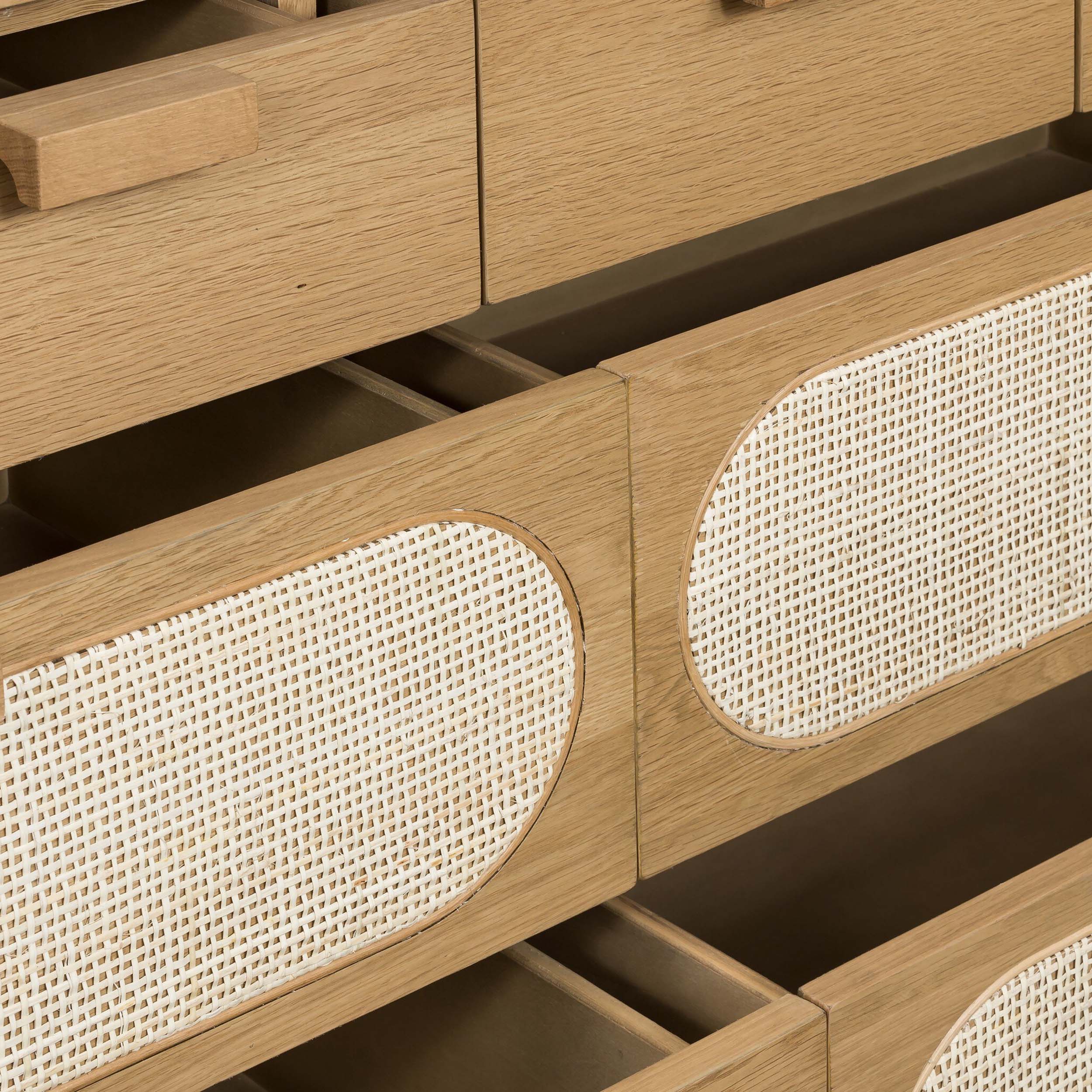 Allegra 8 Drawer Dresser, Light Natural Cane