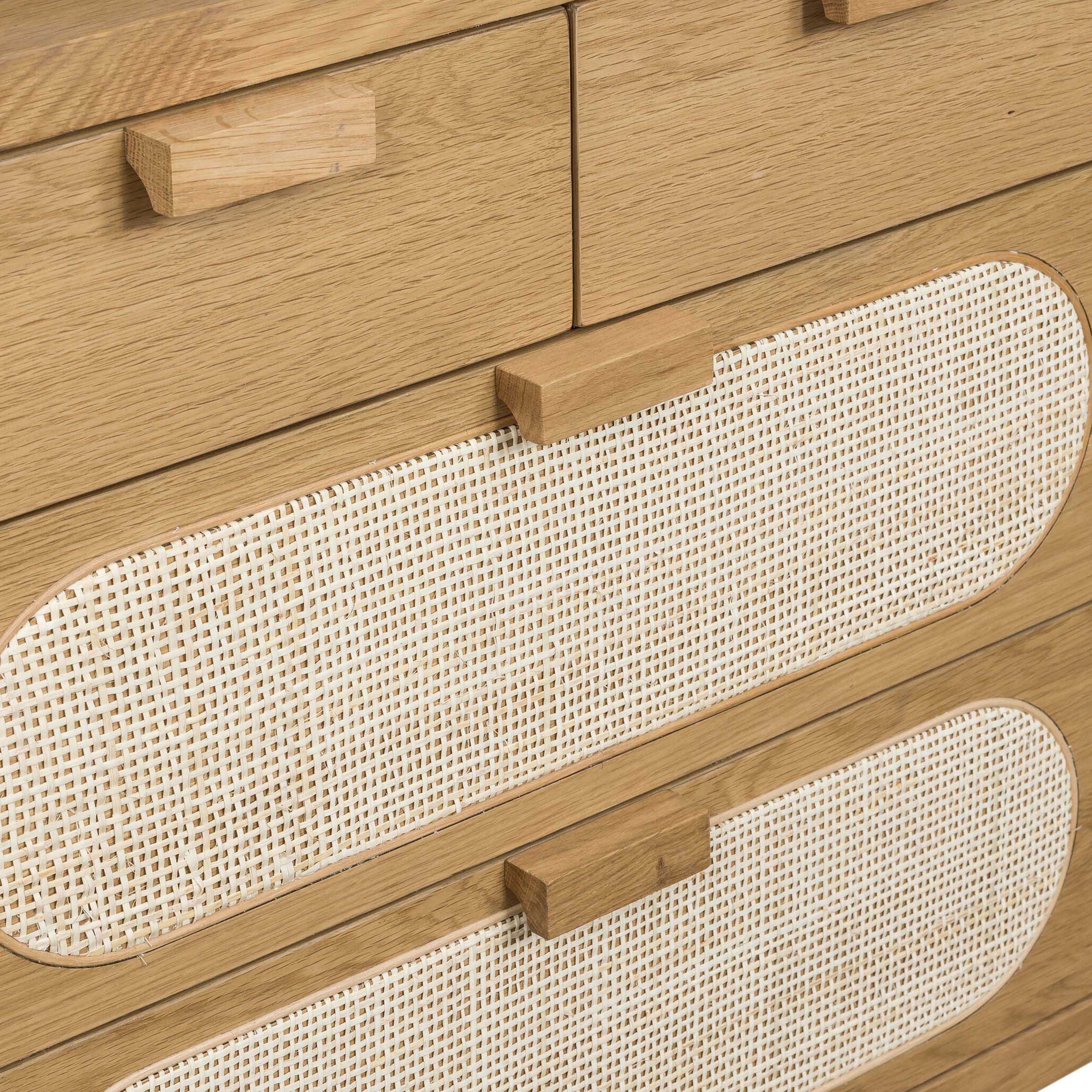Allegra 8 Drawer Dresser, Light Natural Cane