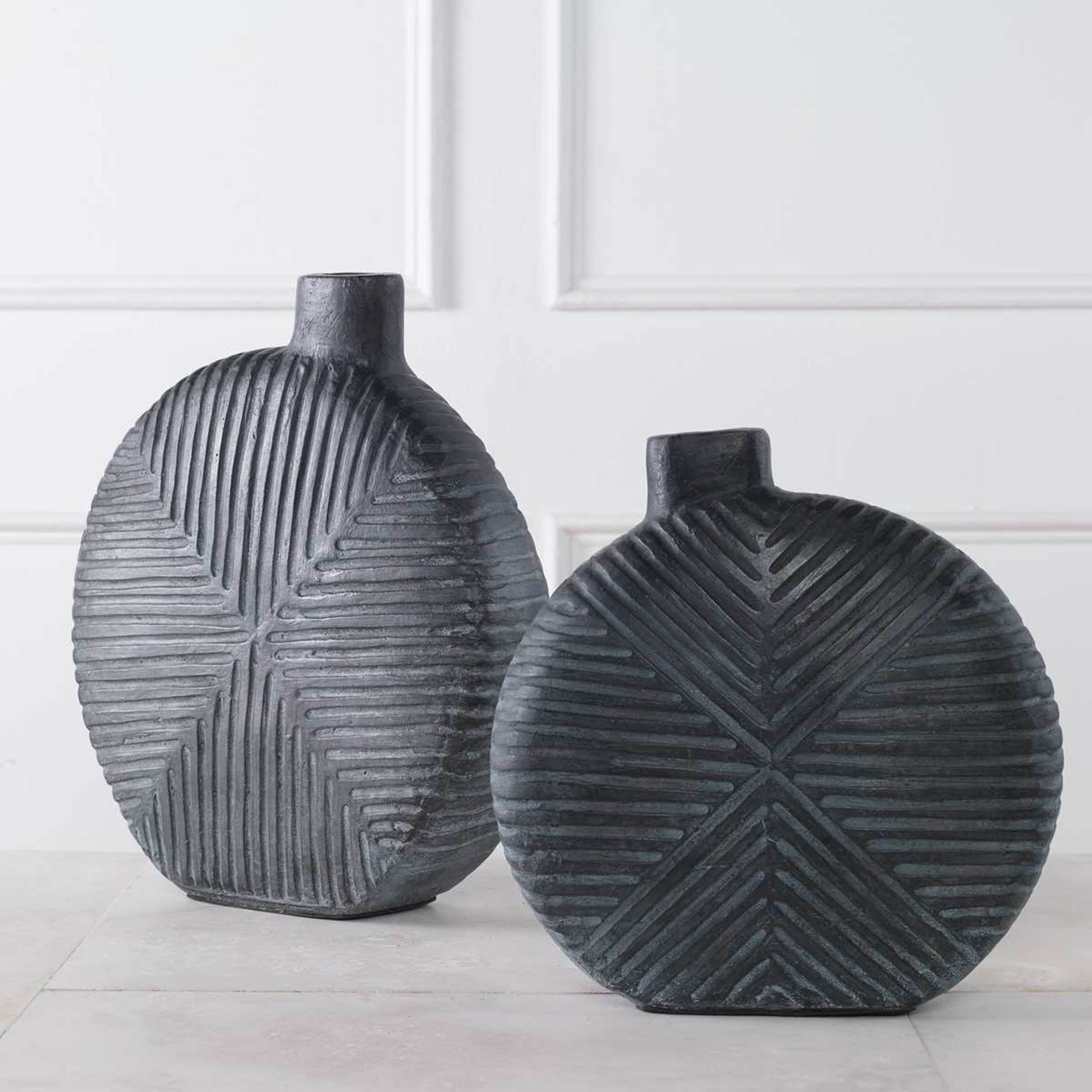 Viewpoint Vases, Black, Set of 2