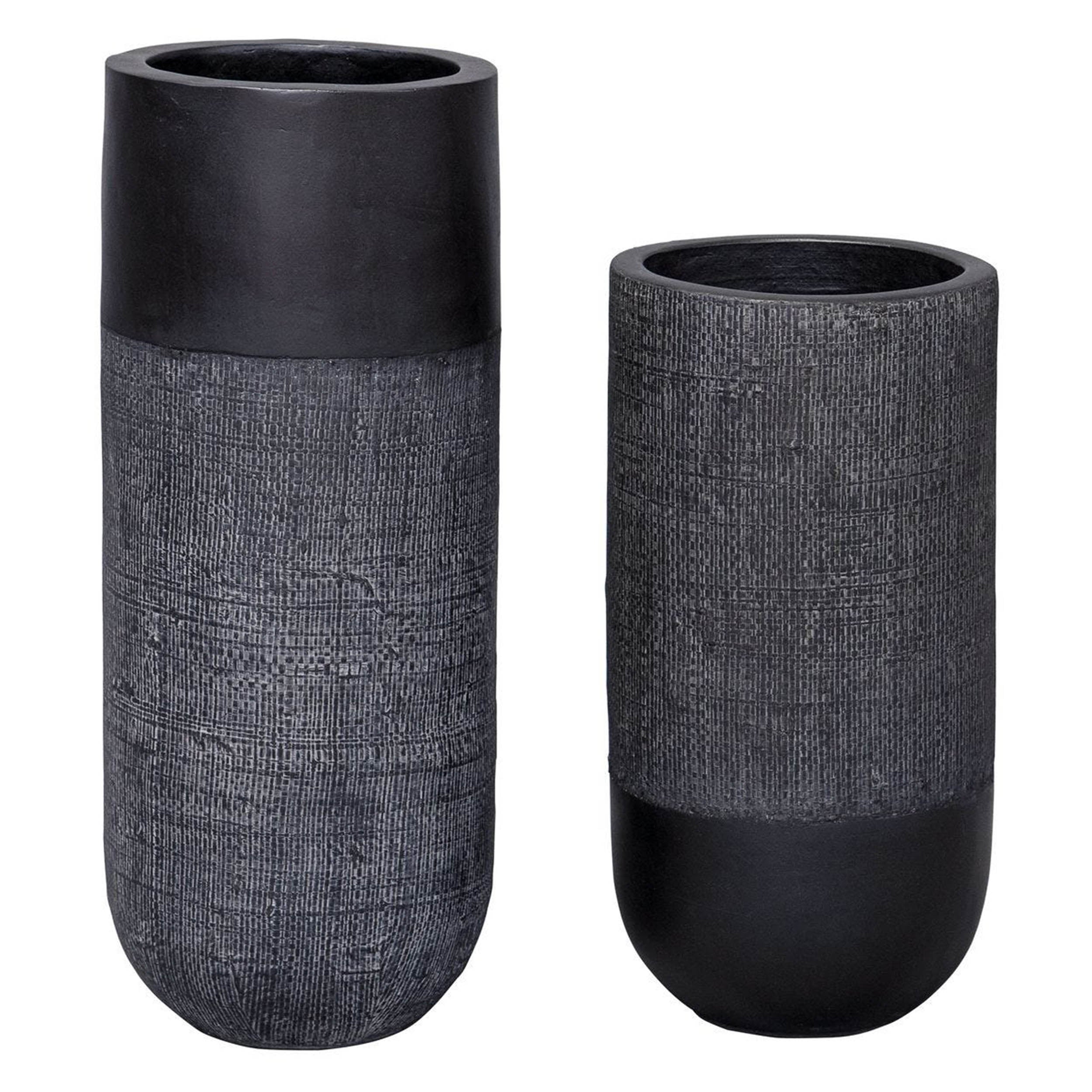 Woven Shadow Vases, Black, Set of 2 – detail view