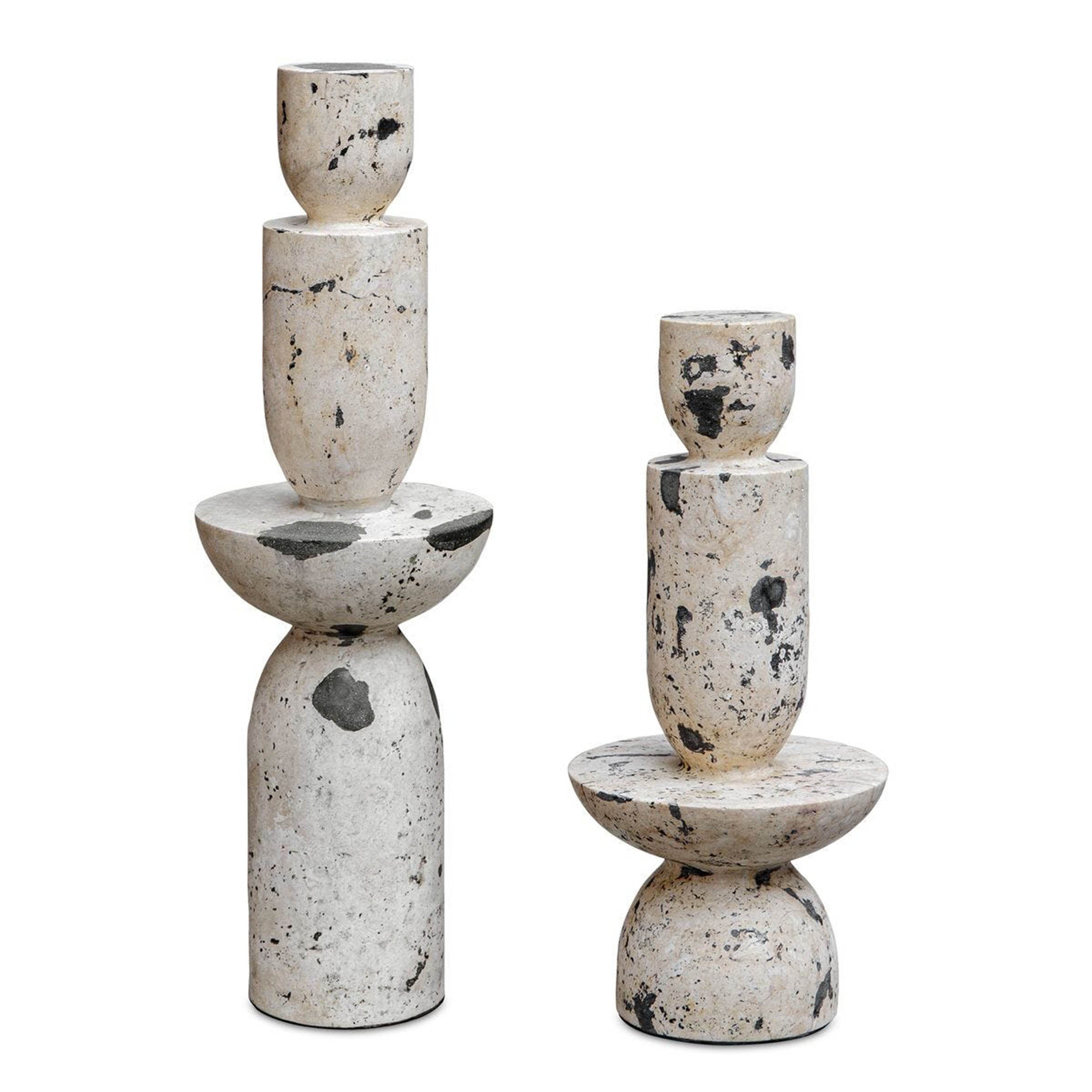 Nouveau Tower Indoor-Outdoor Sculptures, White, Set of 2