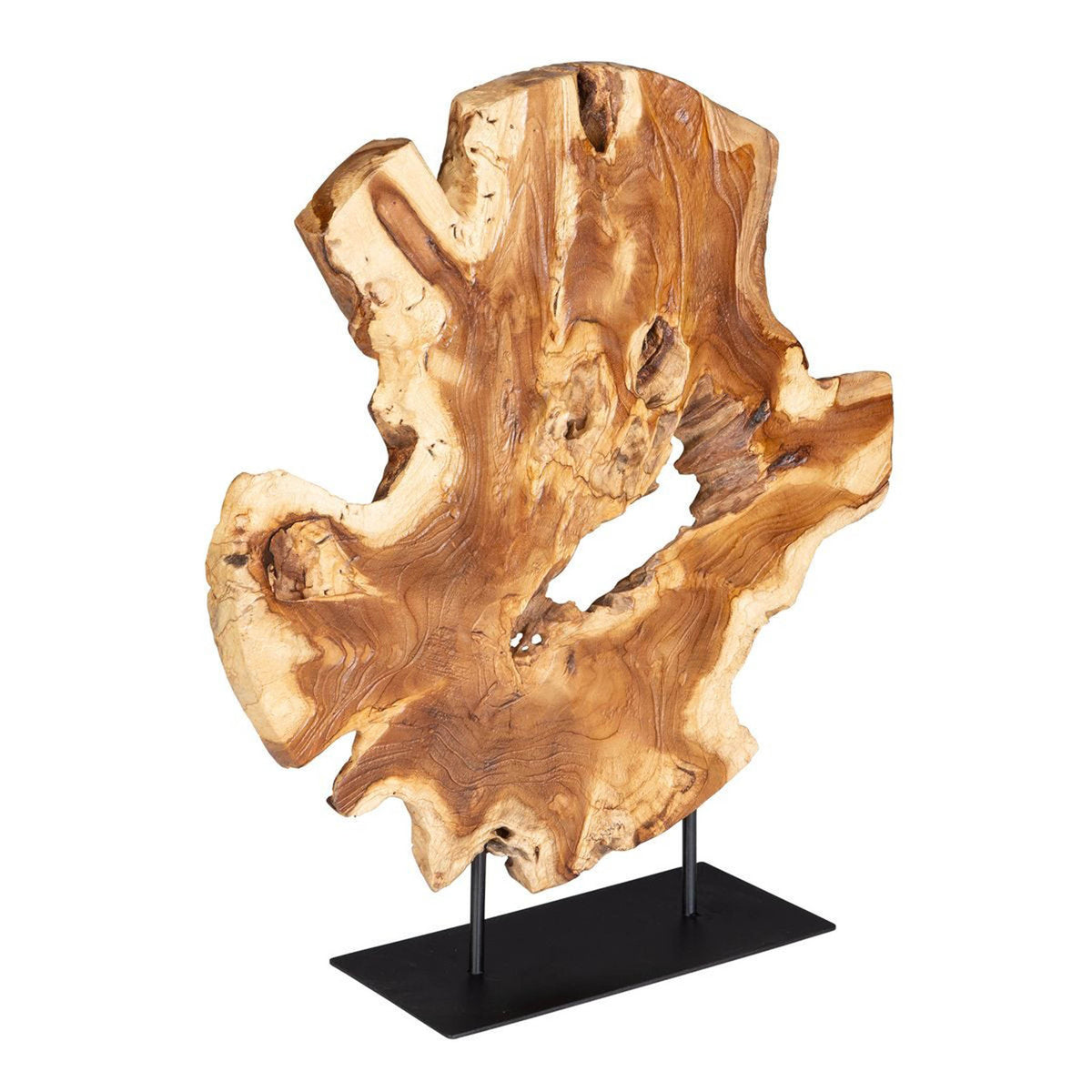 Bahati Wood Sculpture, Natural – styled in a room setting