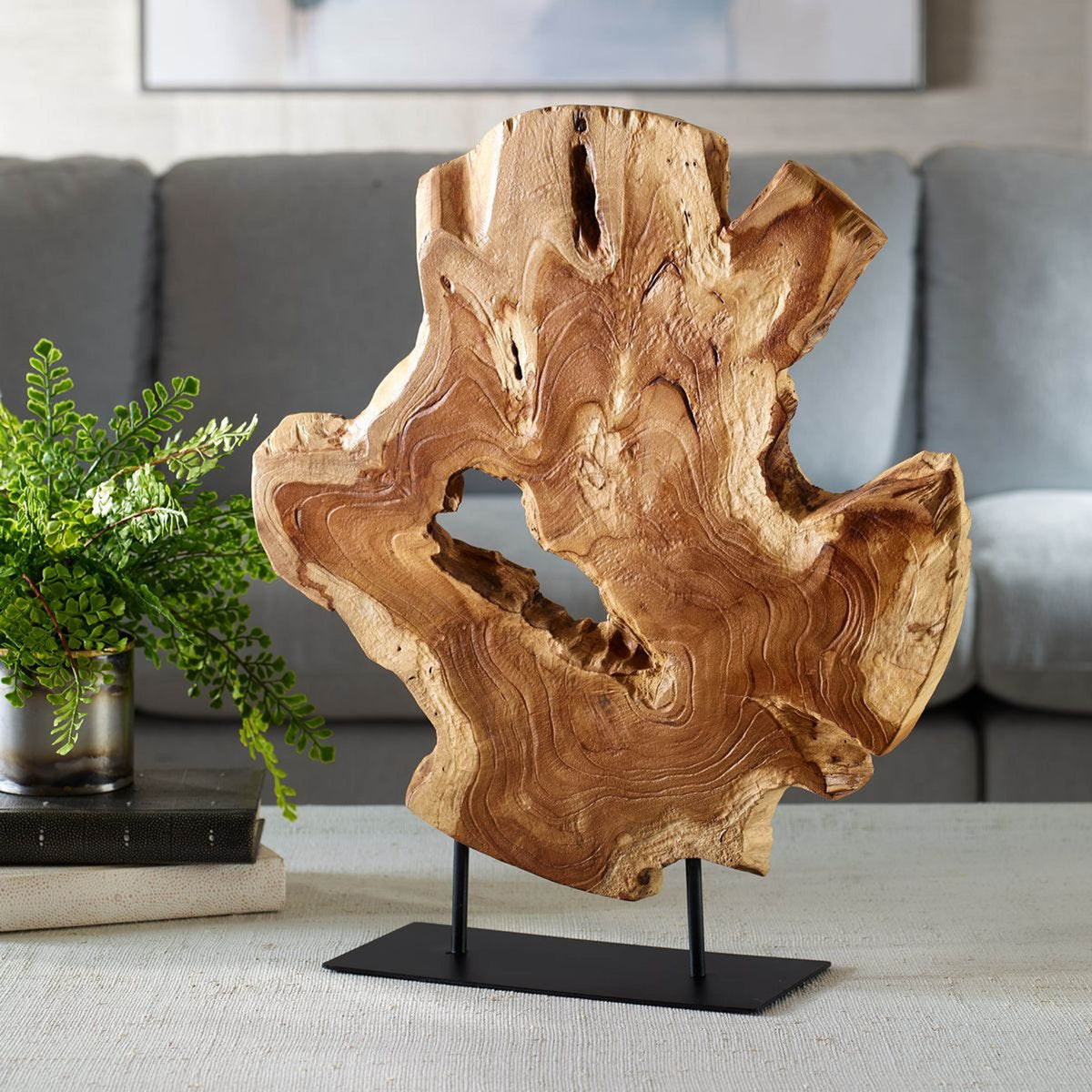 Bahati Wood Sculpture, Natural – detail view