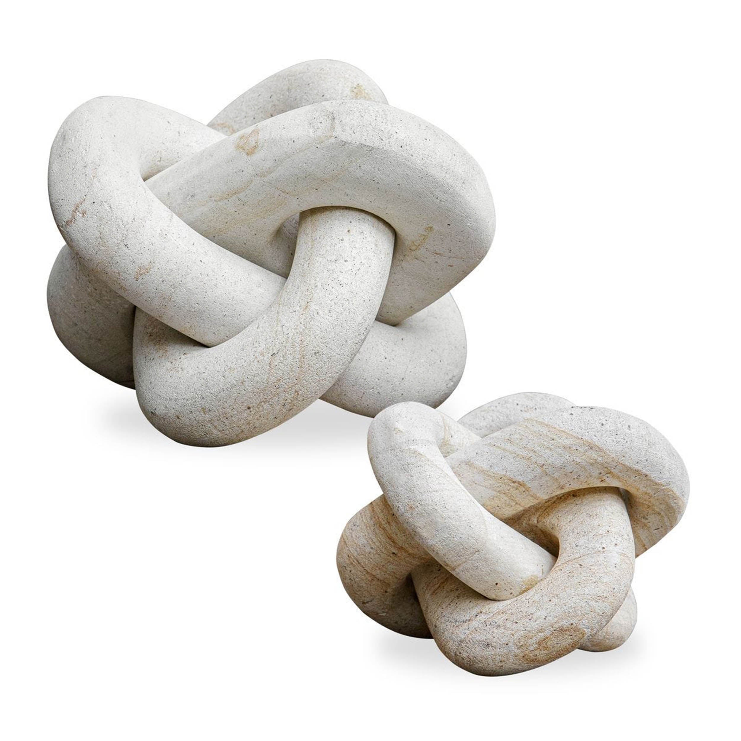 Limestone Link Indoor-Outdoor Sculptures, Cream, Set of 2