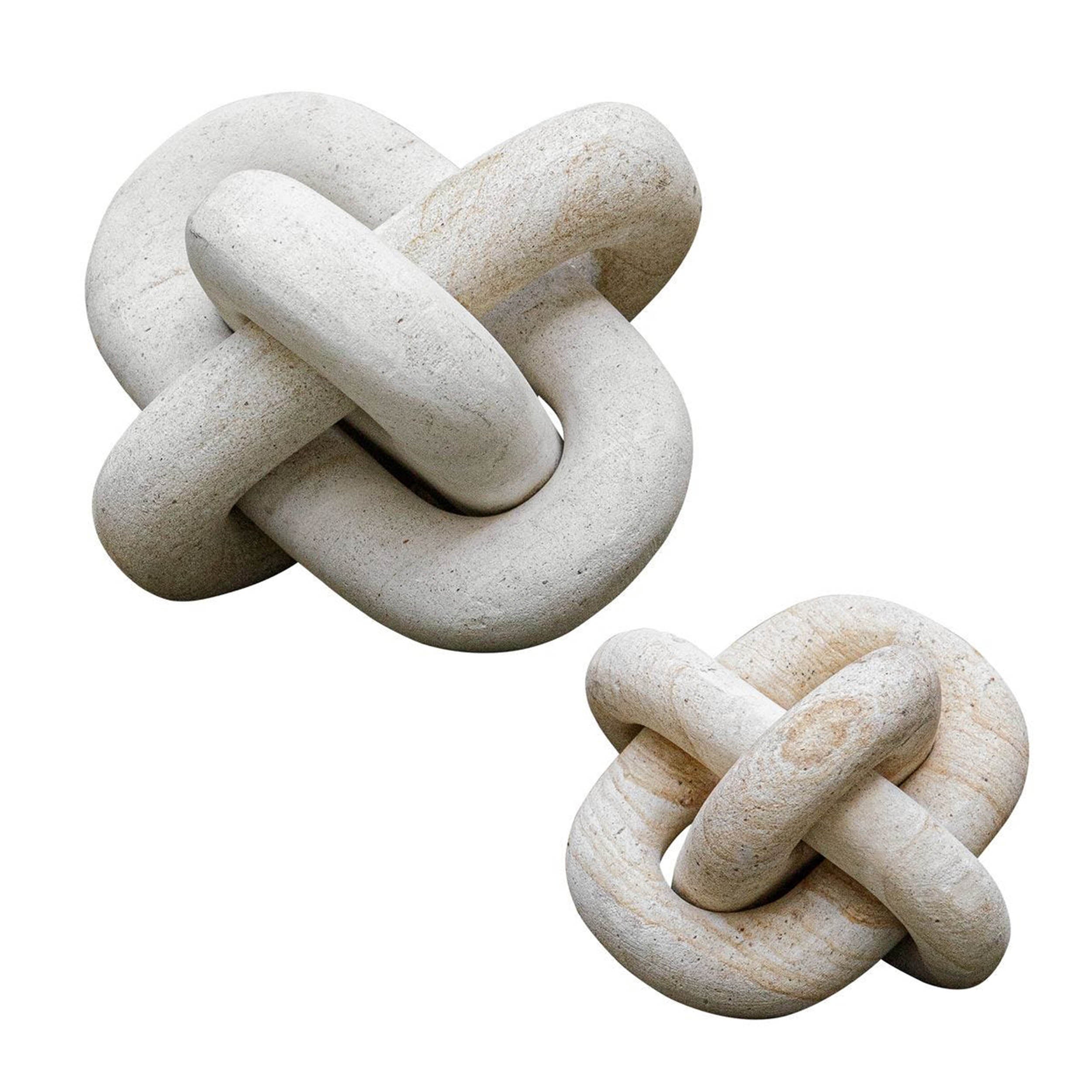 Limestone Link Indoor-Outdoor Sculptures, Cream, Set of 2 – detail view