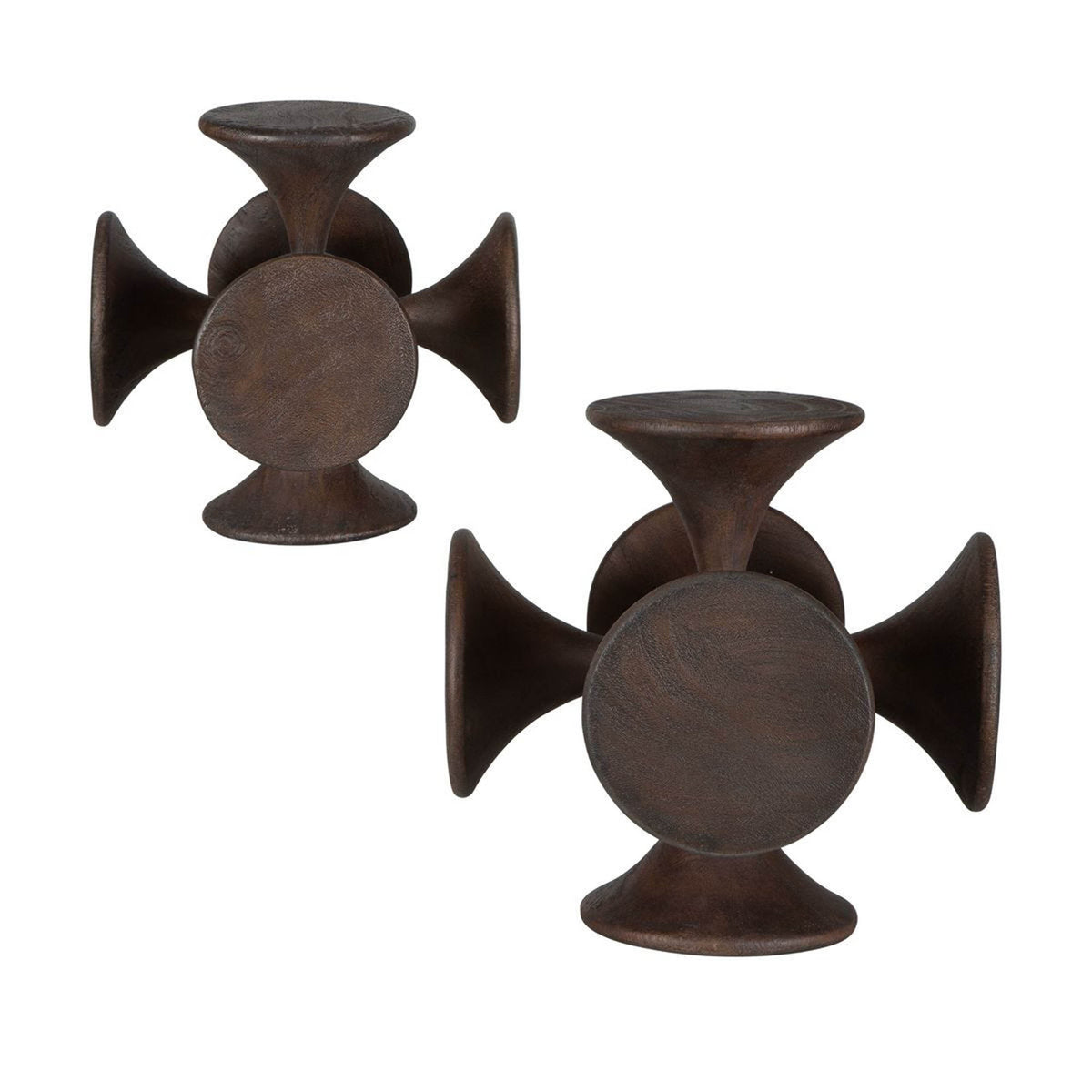 Balanced Harmony Sculptures, Dark Walnut, Set of 2 – styled in a room setting