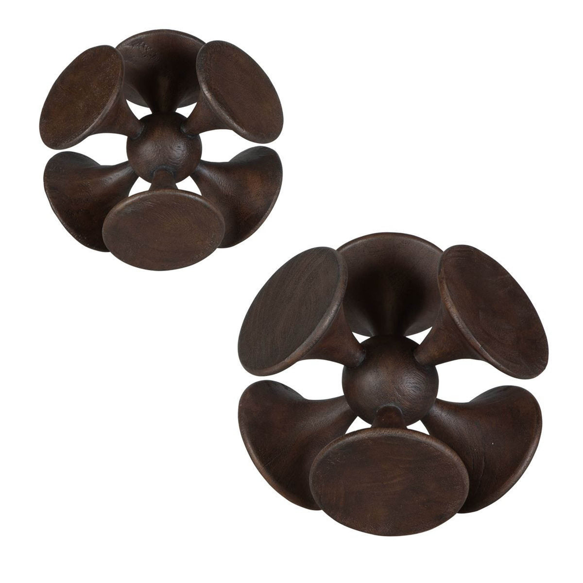 Balanced Harmony Sculptures, Dark Walnut, Set of 2 – close-up view