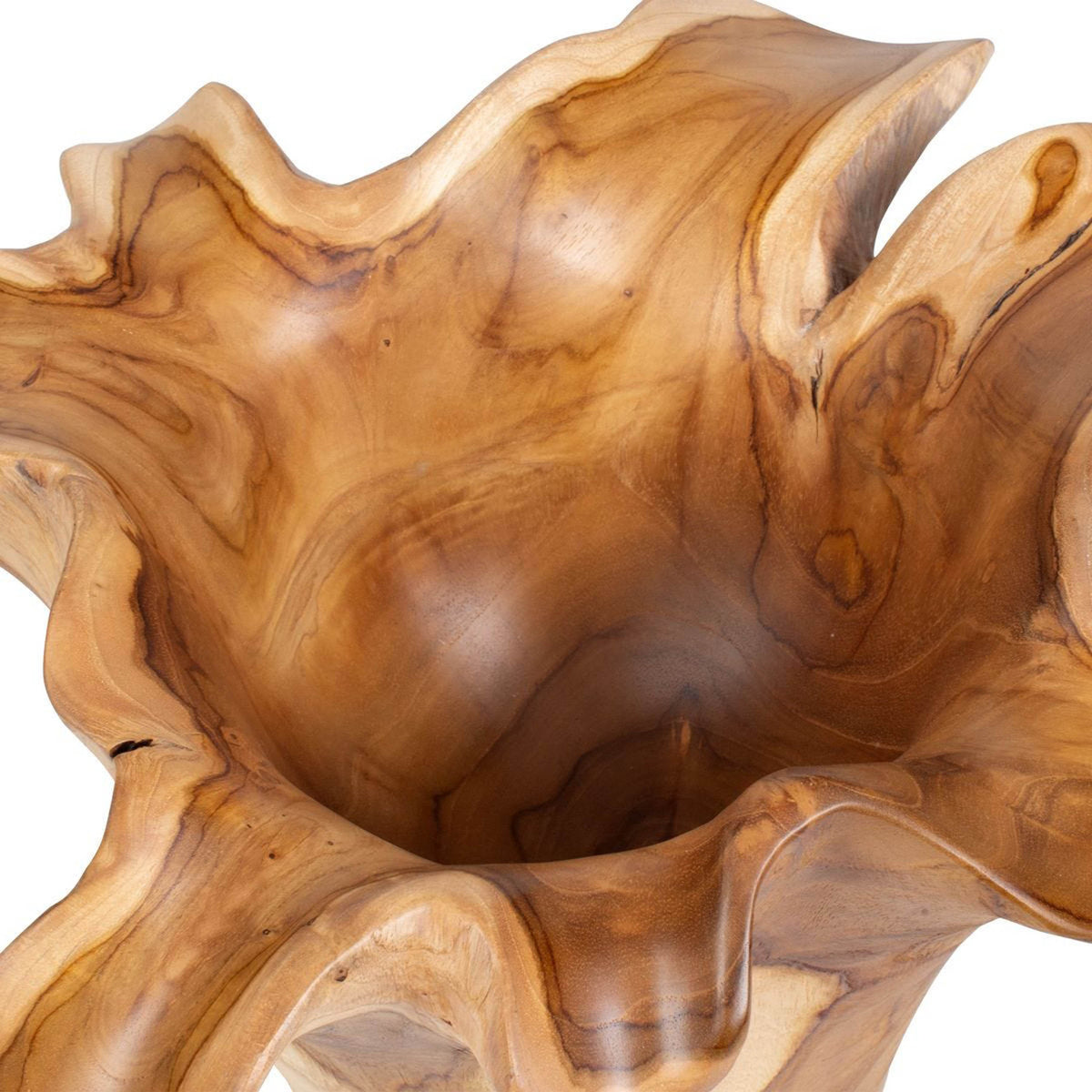 Teak Flow Indoor-Outdoor Bowl, Natural – close-up view