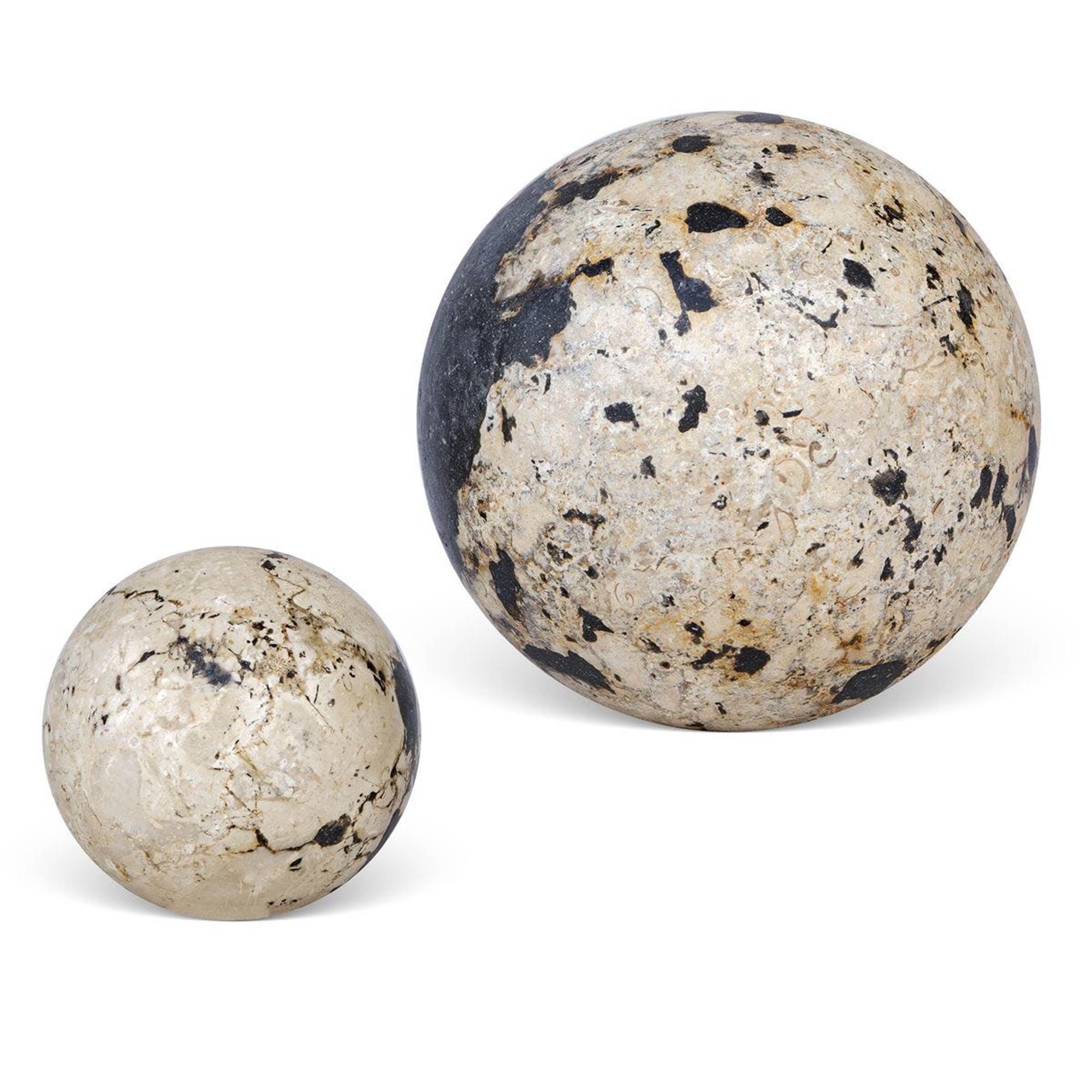 Nouveau Indoor-Outdoor Spheres, White, Set of 2
