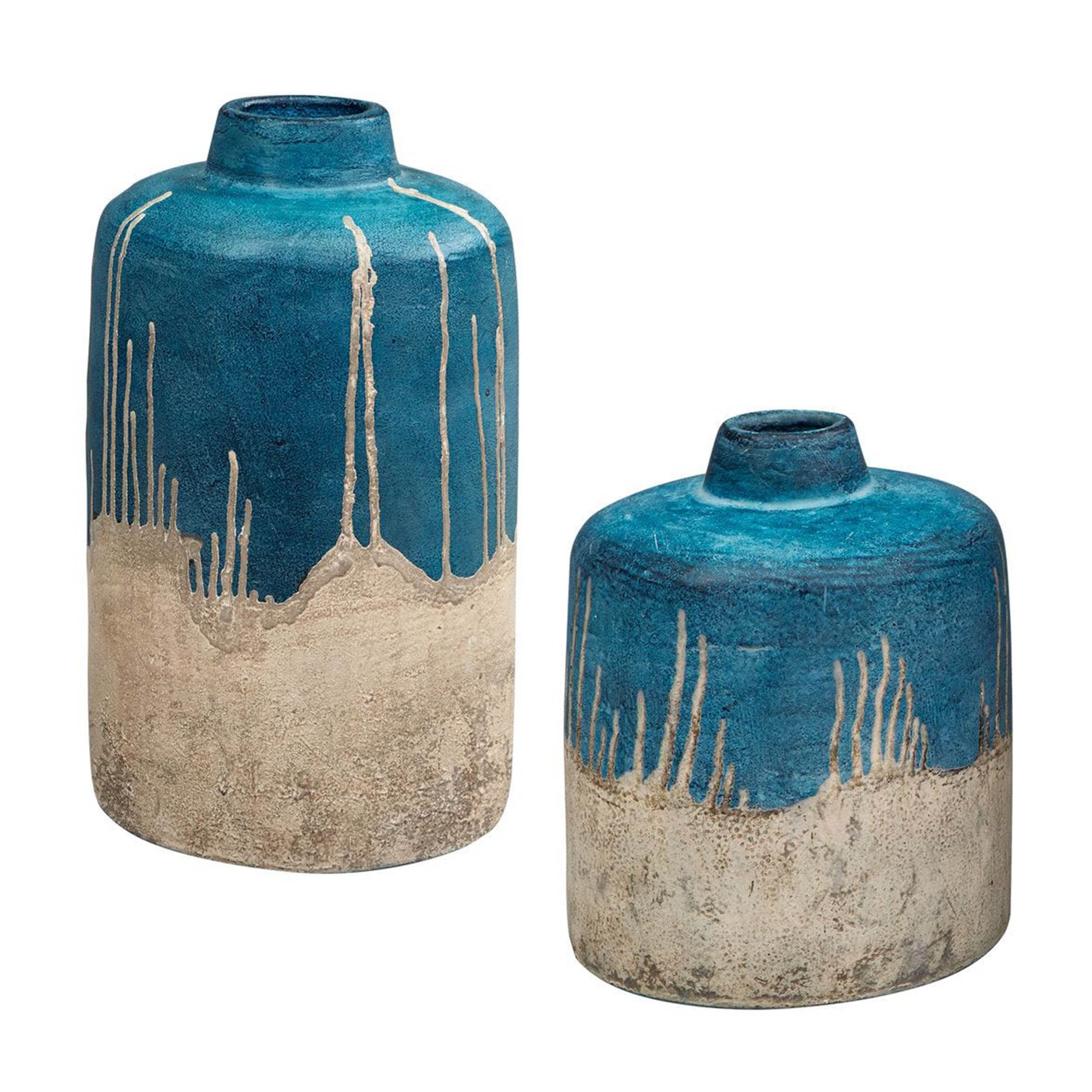 Coastal Cascade Indoor-Outdoor Vases, Grey, Set of 2