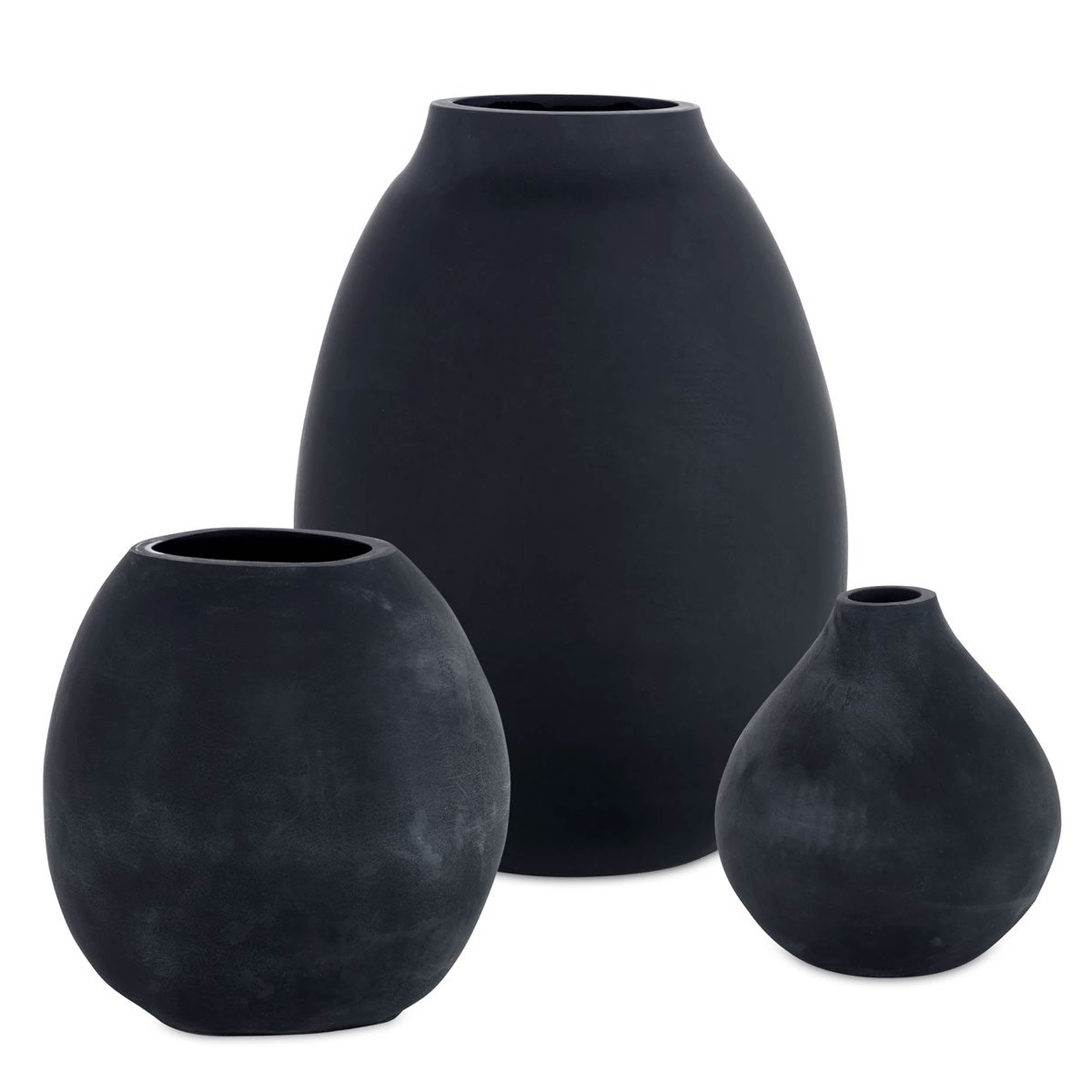 Hearth Vases, Black, Set of 3 Statement Home Furniture Piece