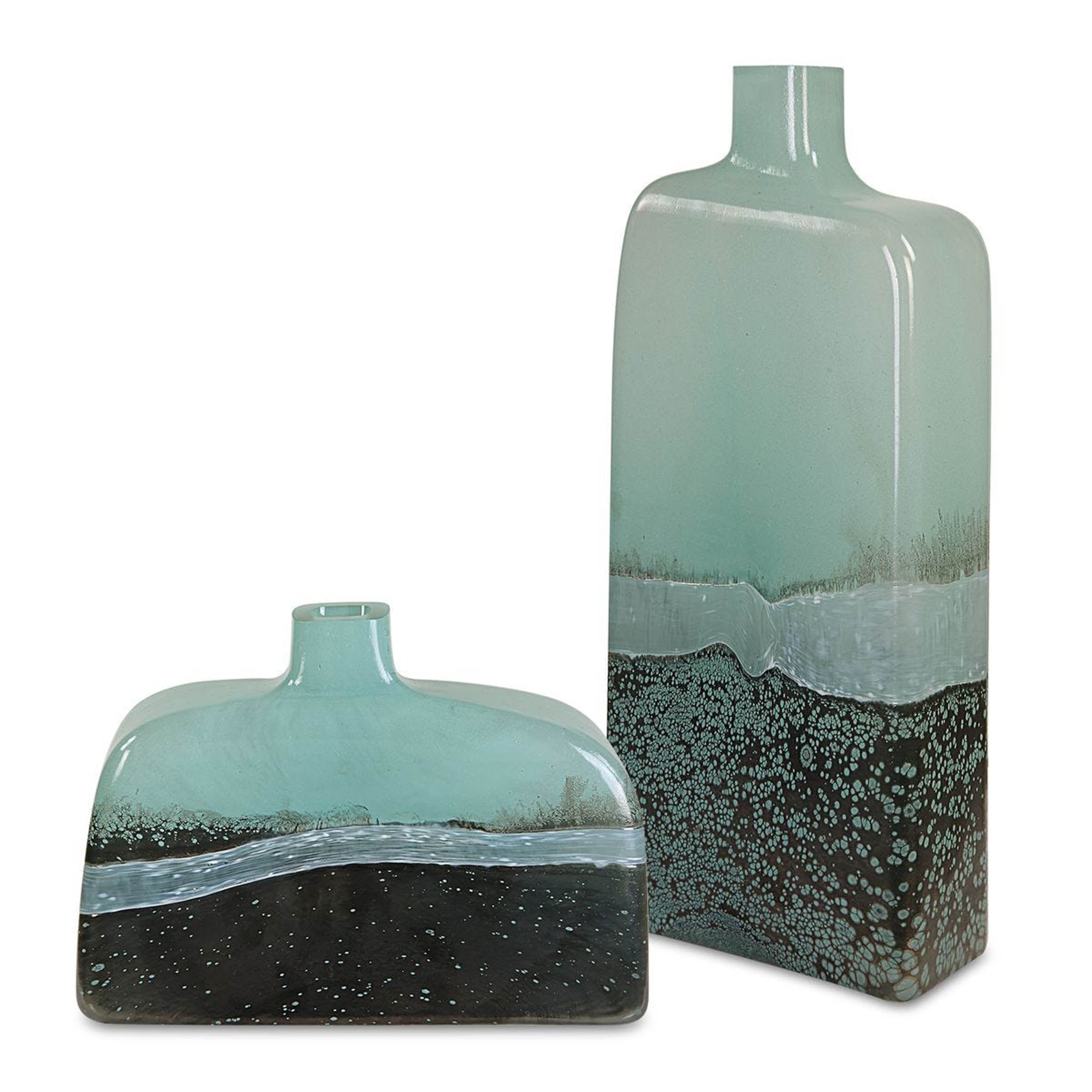 Fuze Vases, Aqua, Set of 2 Statement Home Furniture Piece