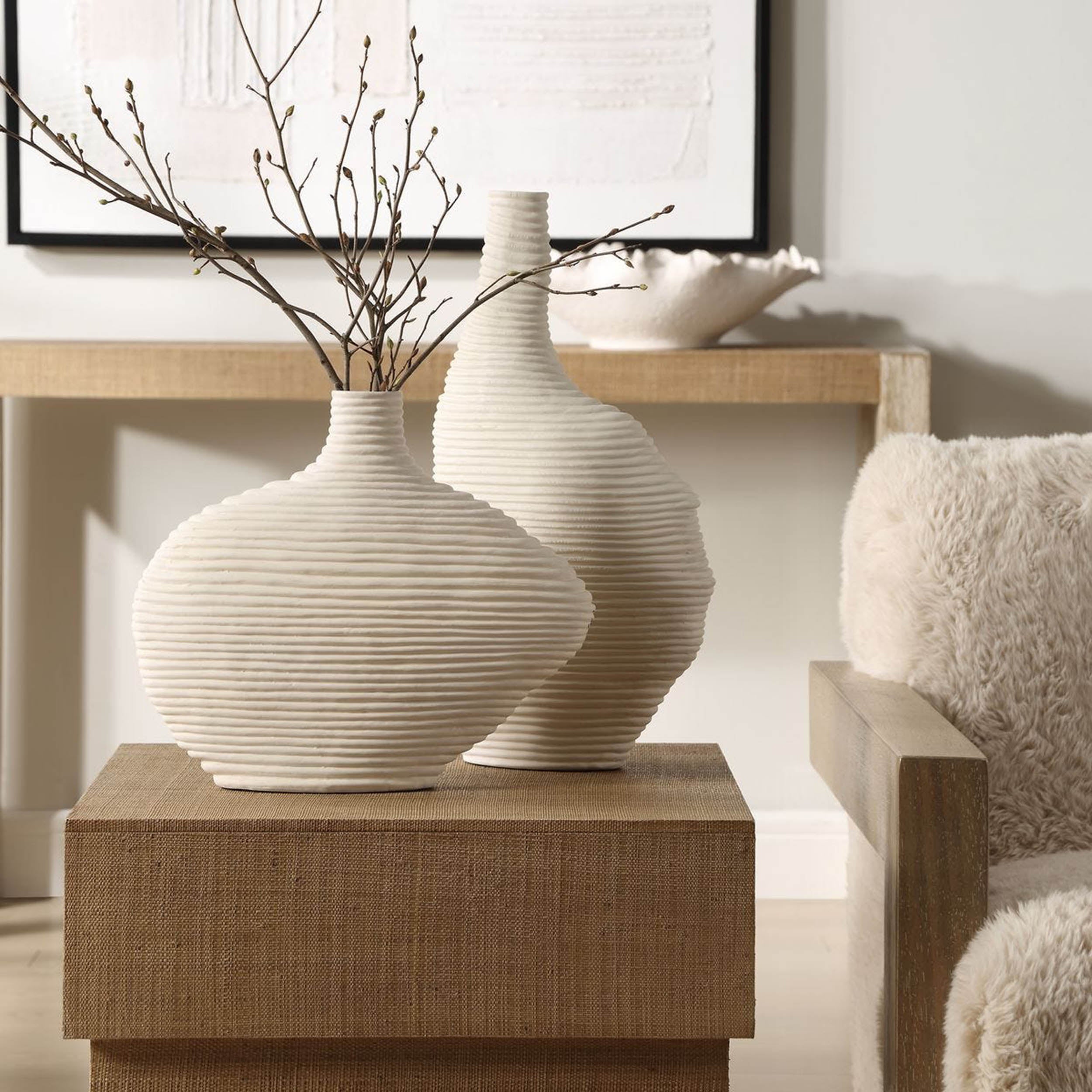 Duostacked Vases, White, Set of 2