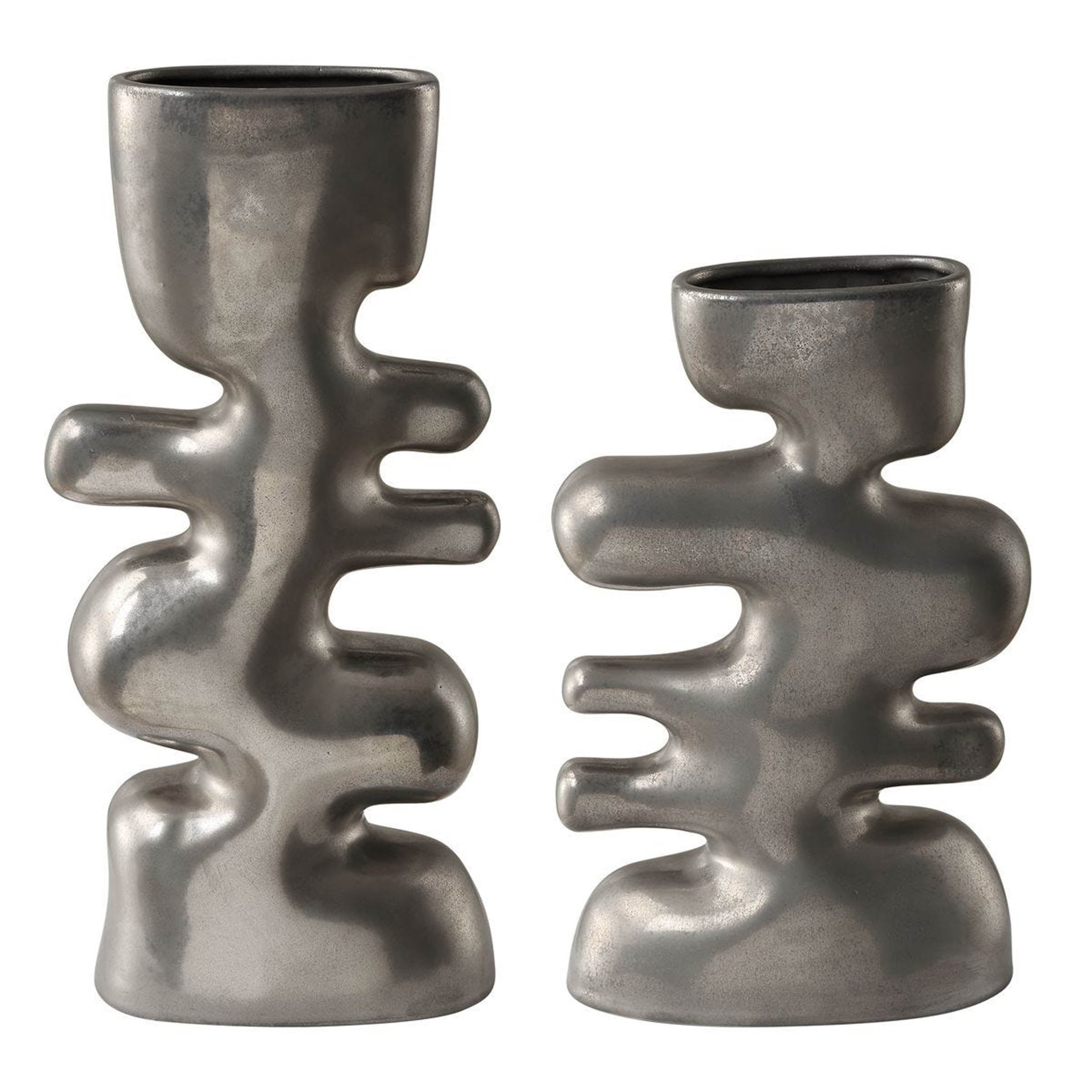 Free Flowing Vases, Nickel, Set of 2