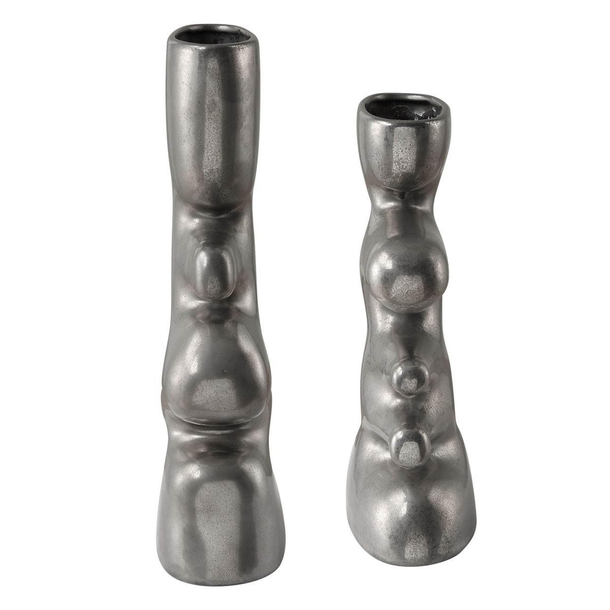 Free Flowing Vases, Nickel, Set of 2