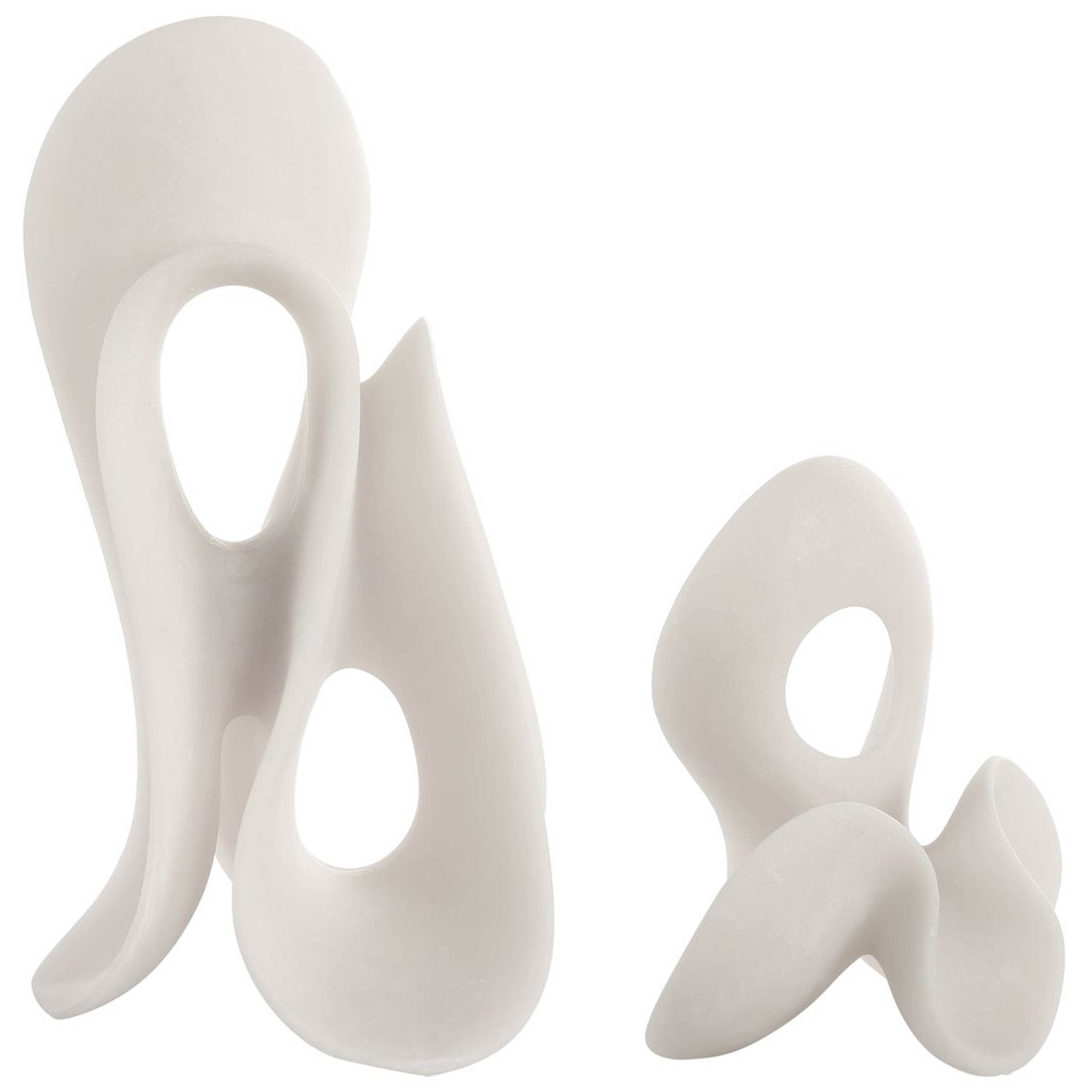 Silent Wave Indoor-Outdoor Sculptures, Matte White, Set of 2