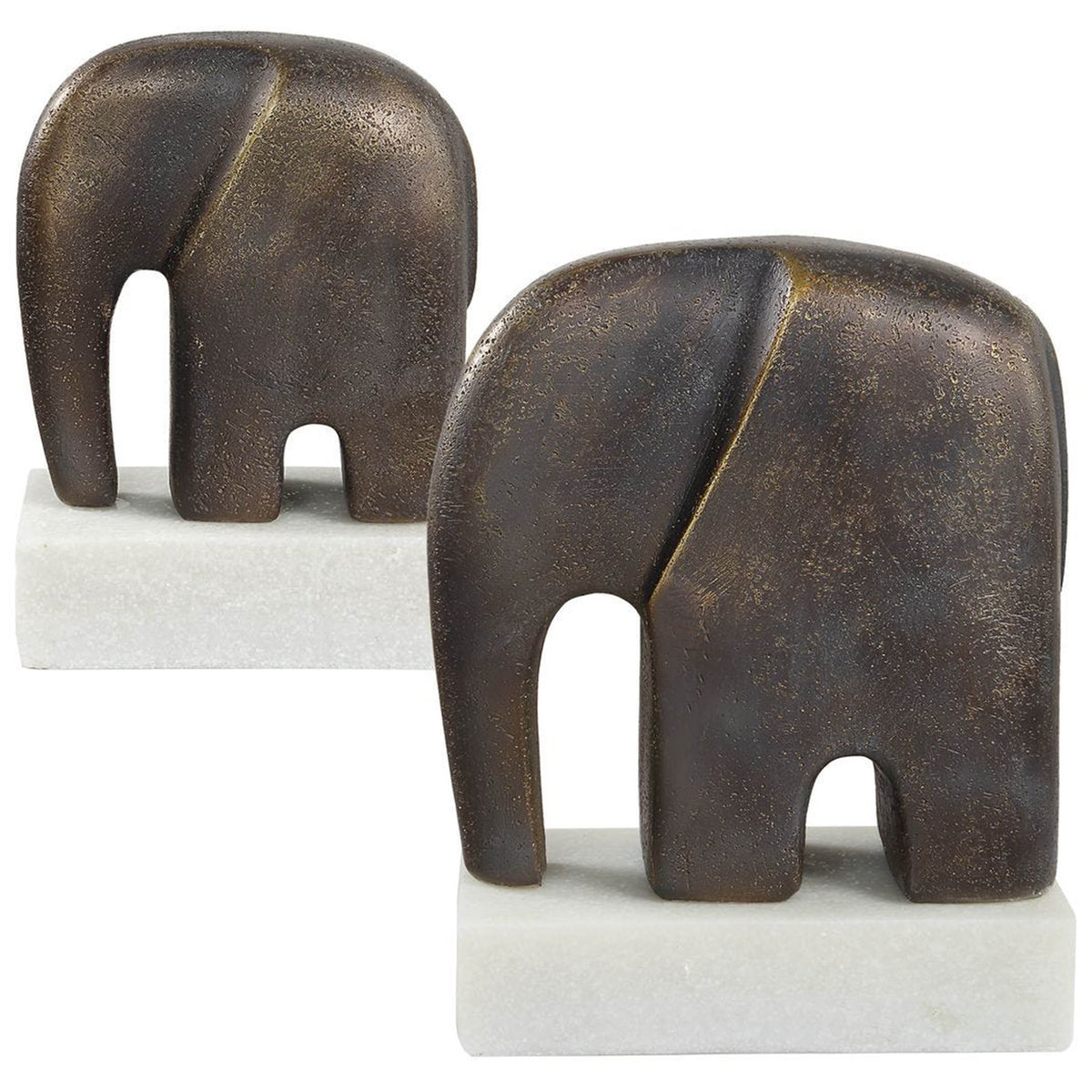 Timeless Tusk Sculptures, Bronze, Set of 2