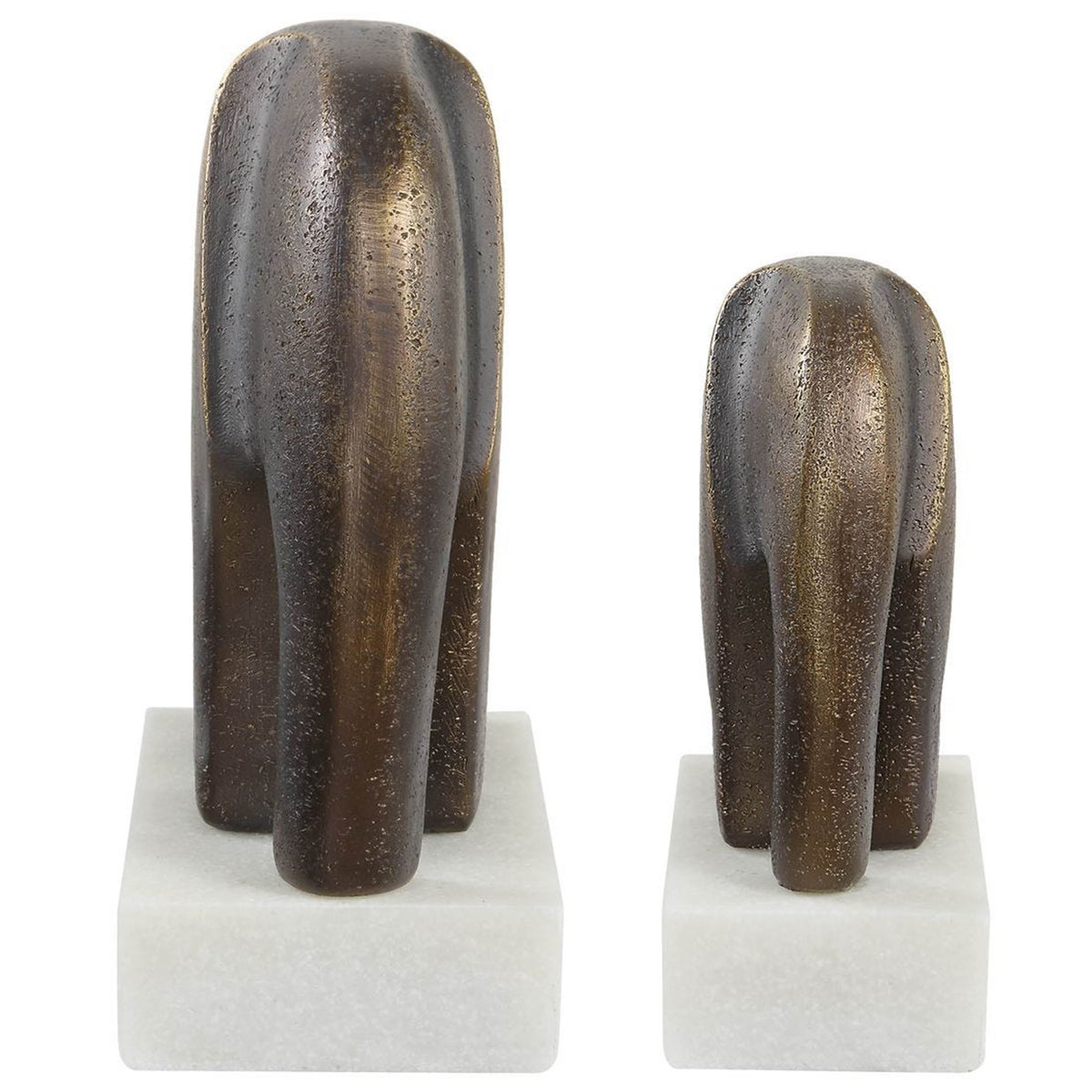 Timeless Tusk Sculptures, Bronze, Set of 2 – styled in a room setting