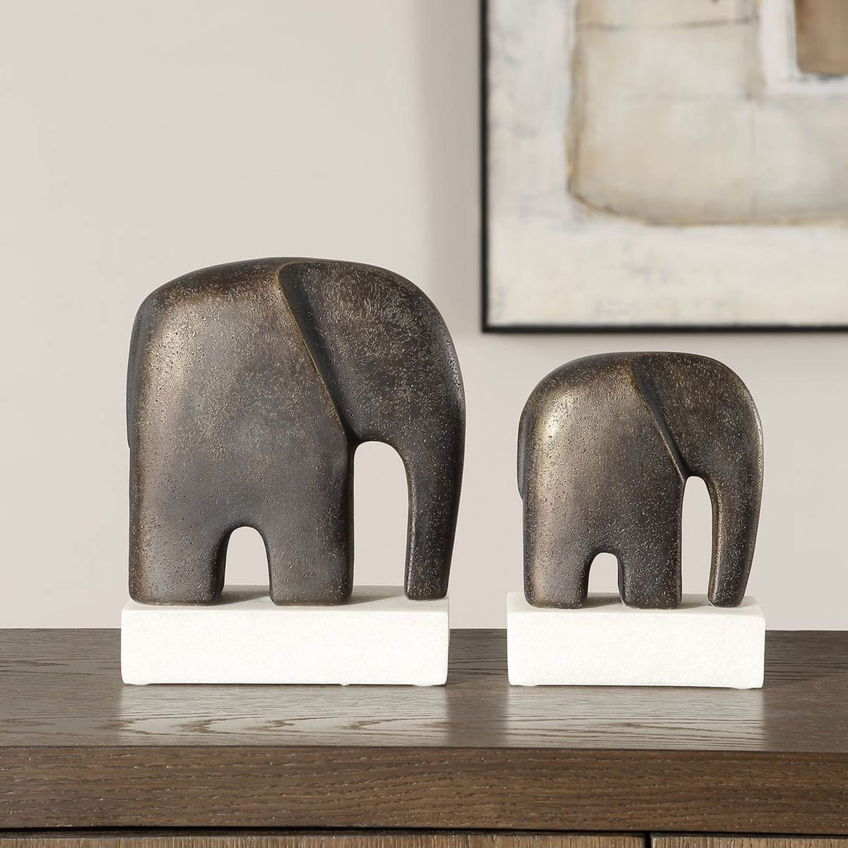 Timeless Tusk Sculptures, Bronze, Set of 2 – close-up view