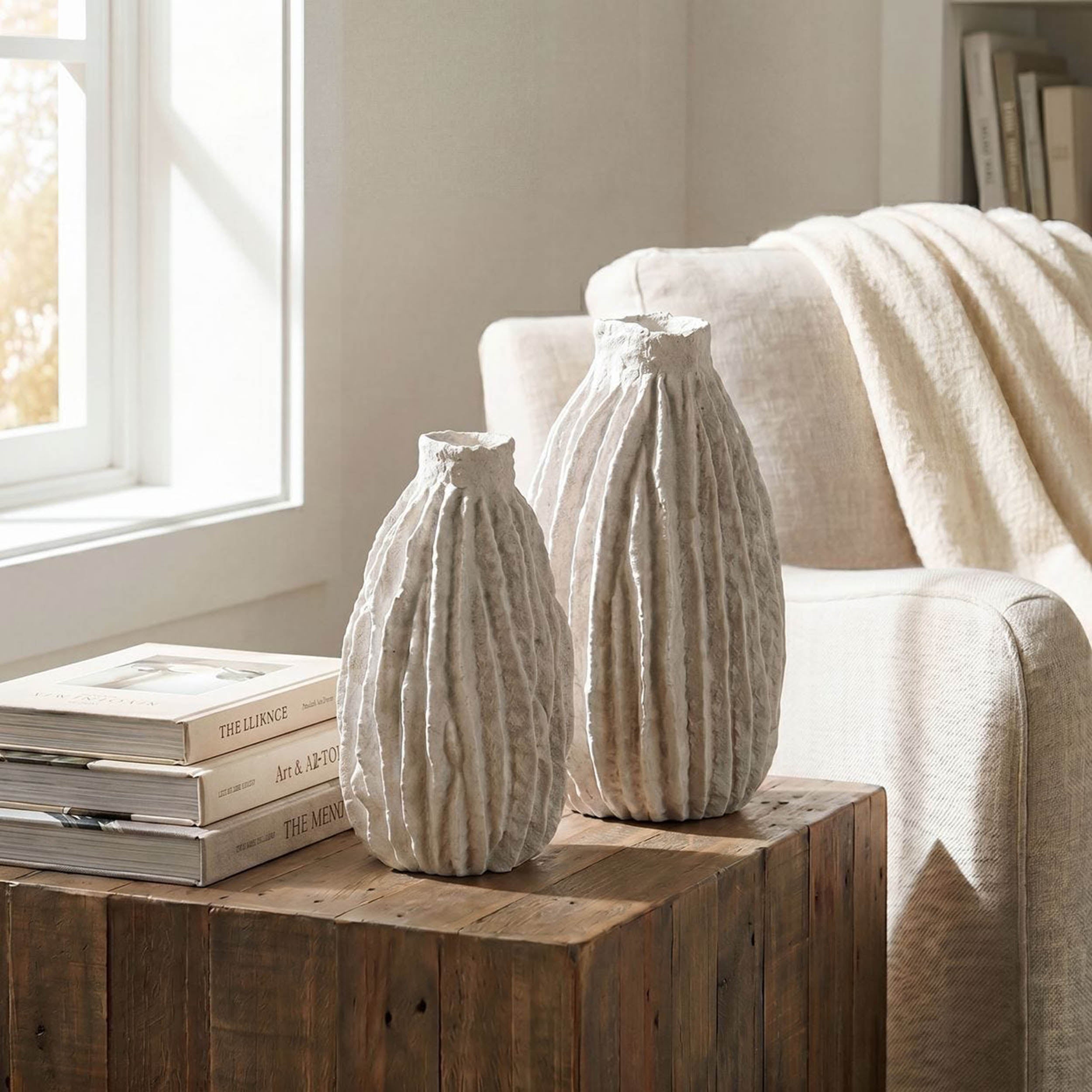 Ivory Ridge Vases, Ivory, Set of 2