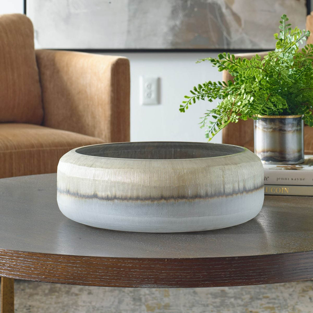 Ombra Bowl, White Statement Home Furniture Piece – alternate angle