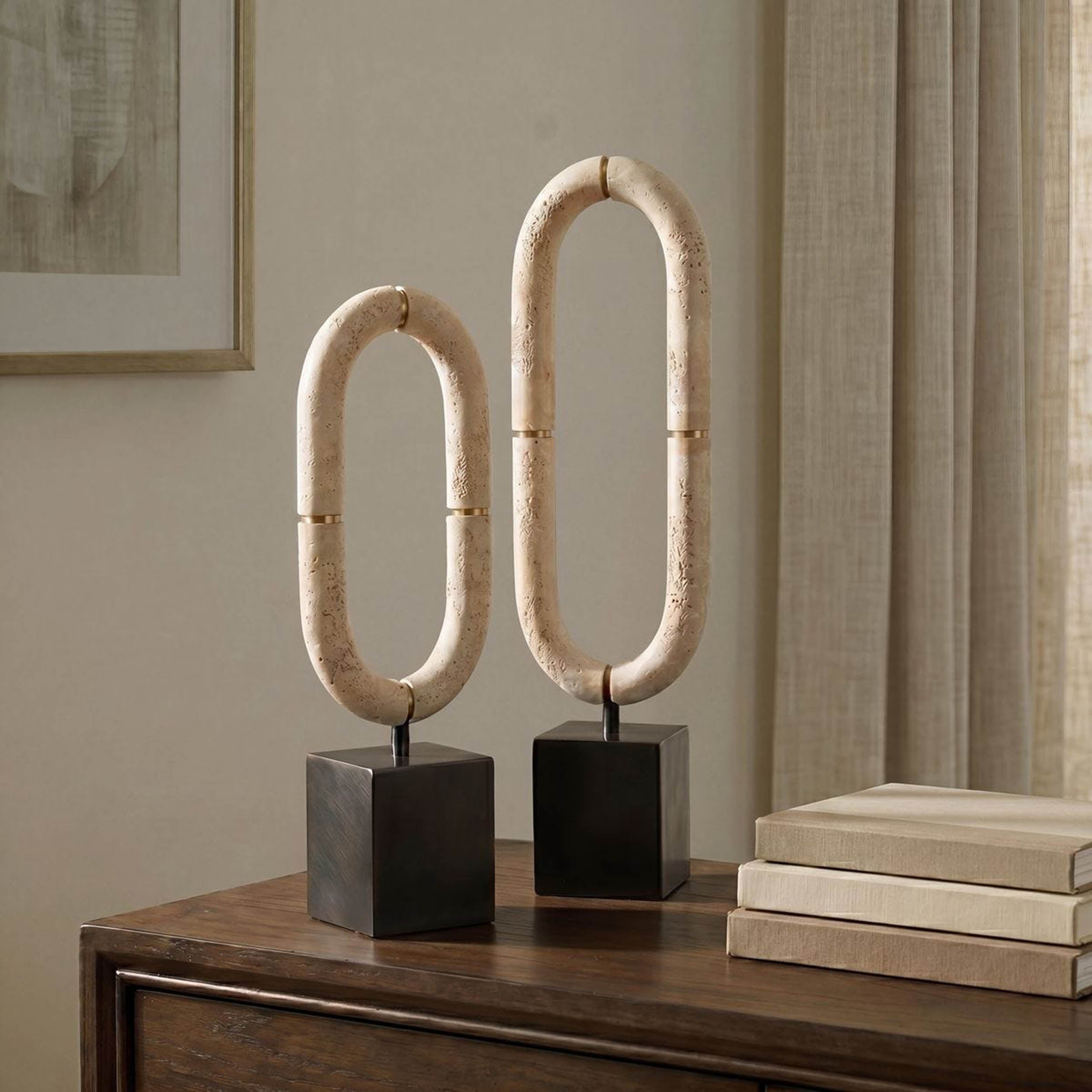 Oval Fusion, Sculptures, Ivory, Set of 2