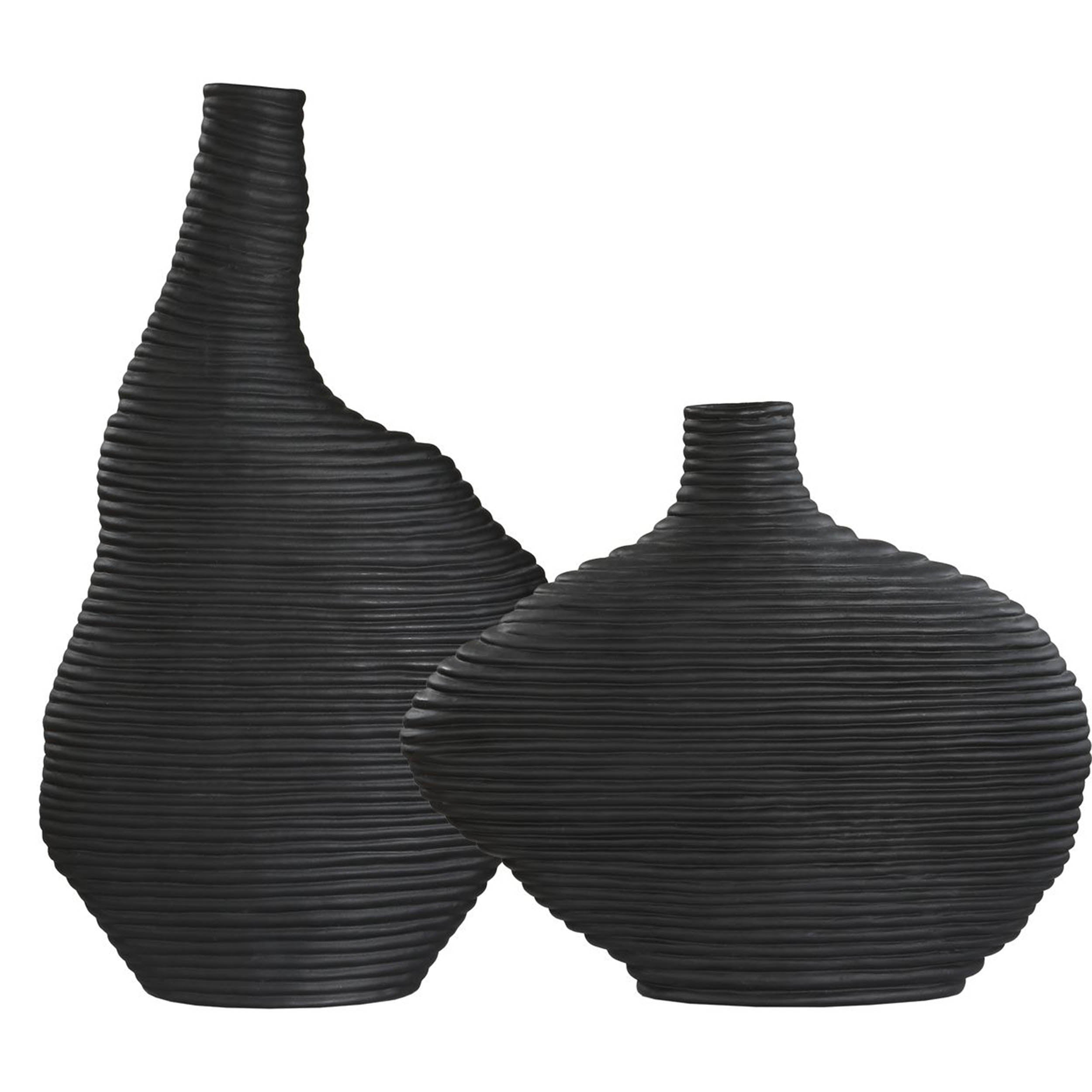 Duostacked Vases, Black, Set of 2