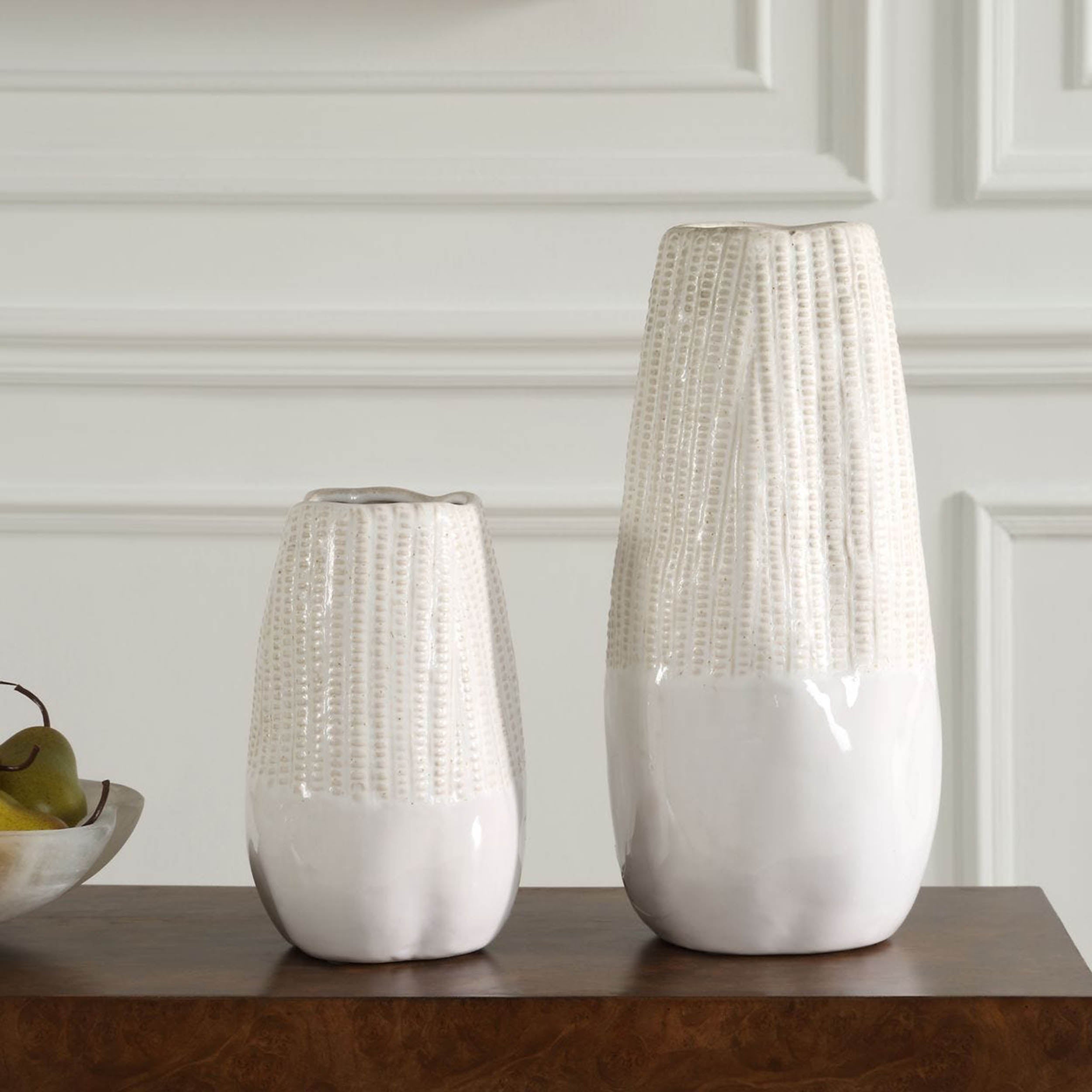 Echo Ridge Vases, White, Set of 2