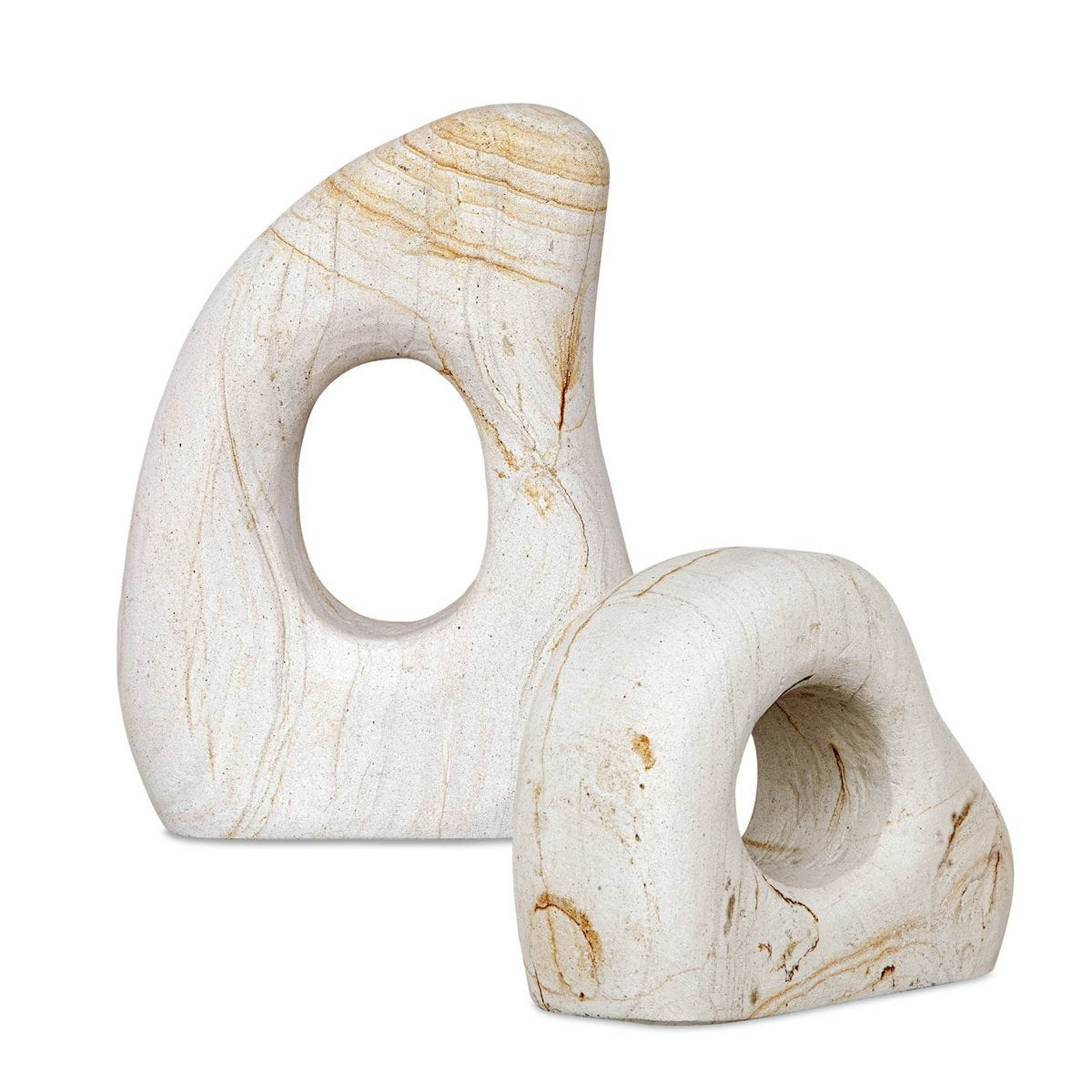 Stone Flow Indoor-Outdoor Sculptures, Natural, Set of 2