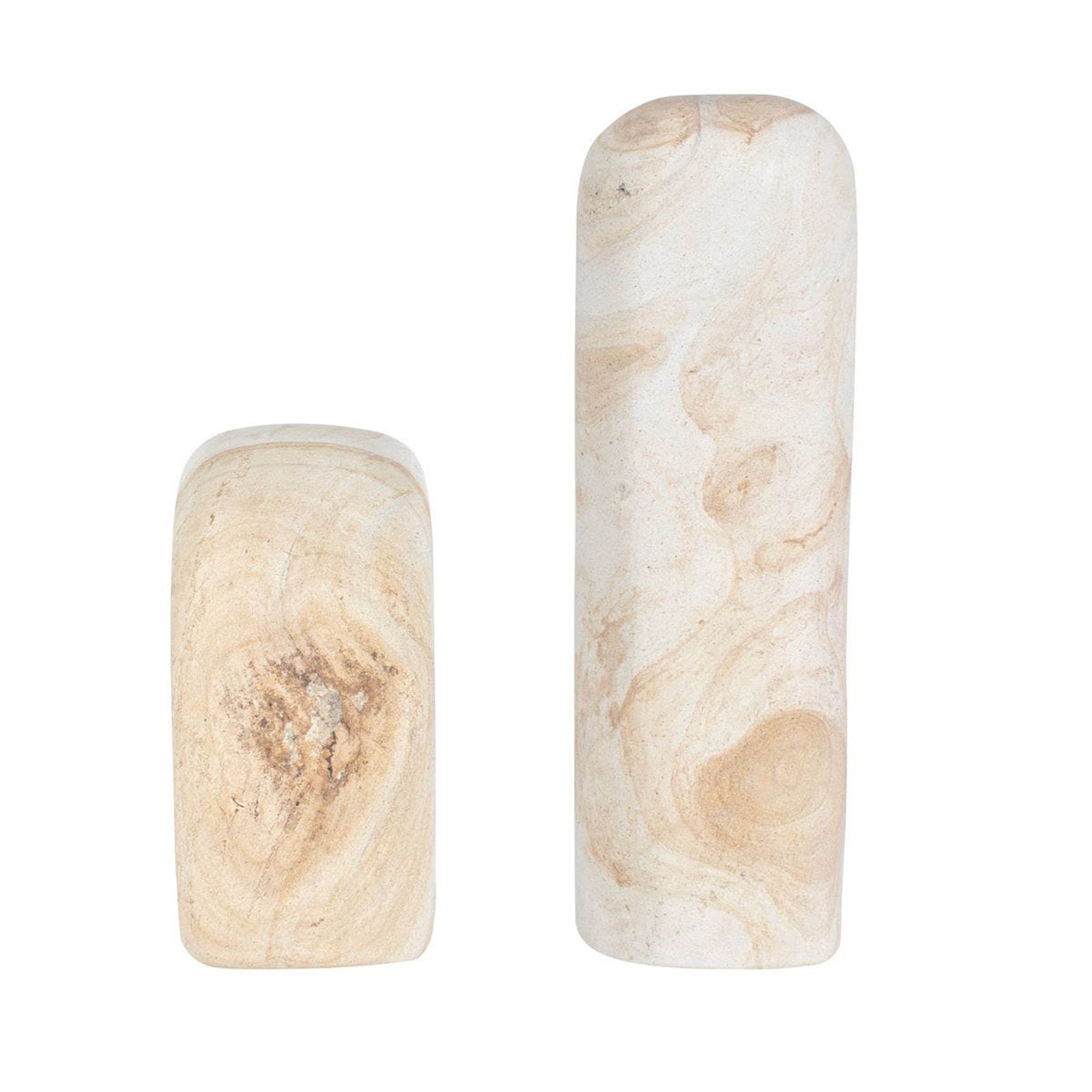 Stone Flow Indoor-Outdoor Sculptures, Natural, Set of 2