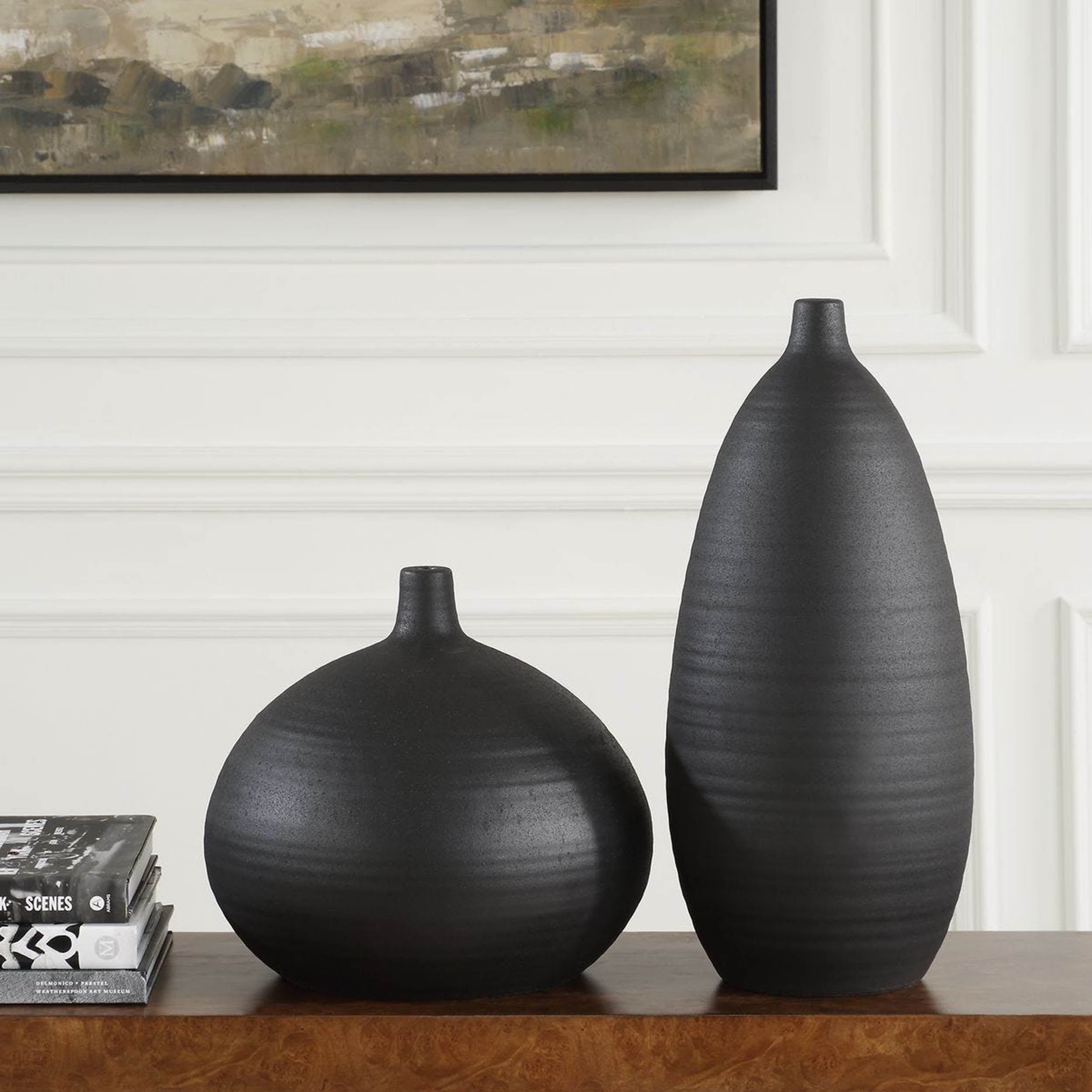 Bower Vases, Black, Set of 2