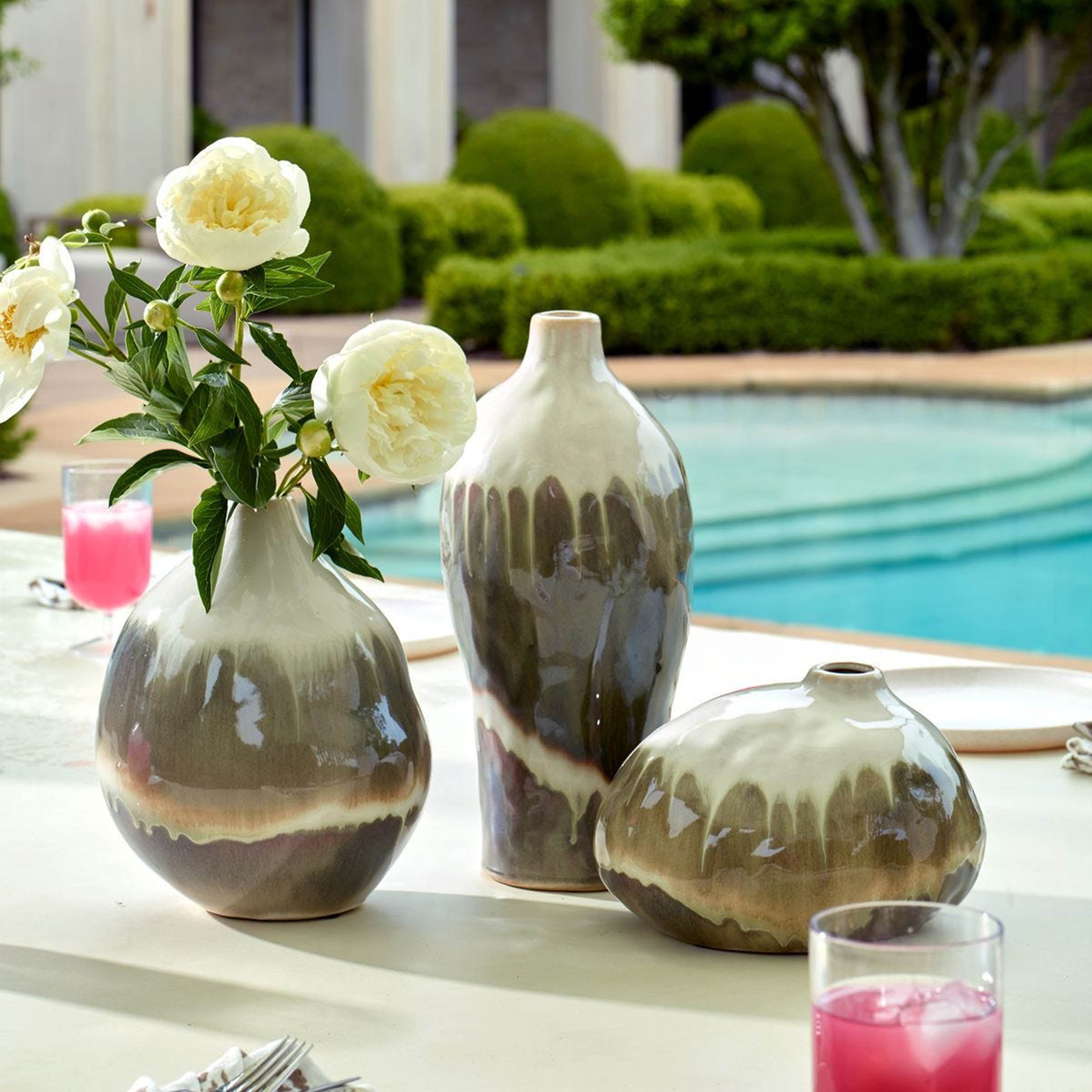 Earthflow Indoor-Outdoor Vases, Grey, Set of 3